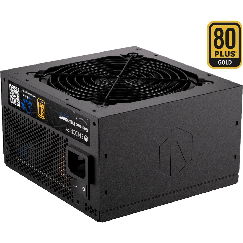Endorfy supremo fm6 1000w | 80 plus gold atx 3. 1 pcie 5. 1 | popolnoma modularni napajalnik 1 Endorfy supremo fm6 1000w modularni napajalnik 80 plus gold pogled z ventilatorjem