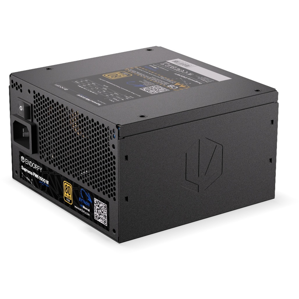 Endorfy supremo fm6 1000w | 80 plus gold atx 3. 1 pcie 5. 1 | popolnoma modularni napajalnik 3 Endorfy supremo fm6 1000w napajalnik stranski pogled z oznako 80 plus gold