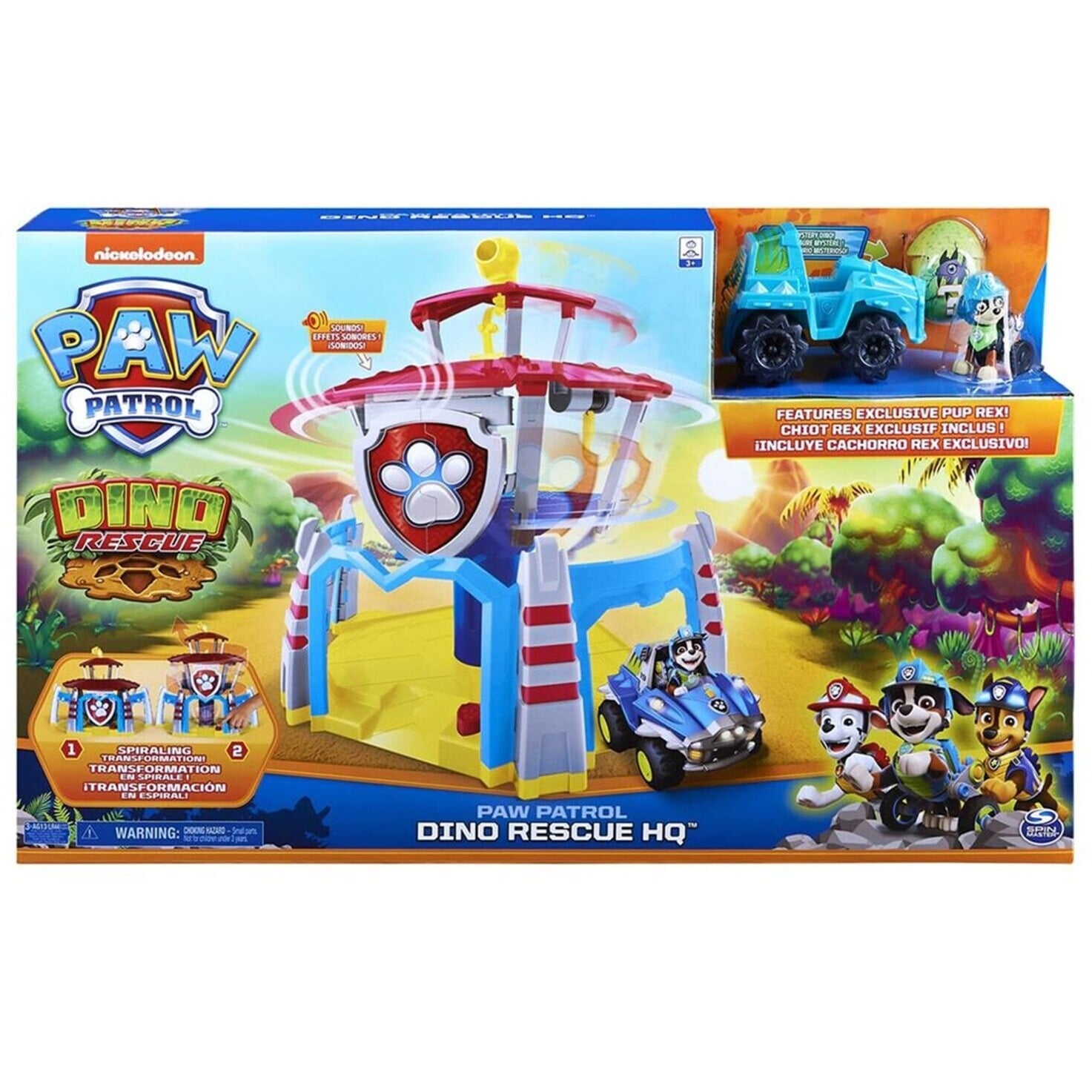 PAW Patrol LA PAT' PATROUILLE – PLAYSET QUARTIER GENERAL PAT' PATROUILLE – Univers Jouet Avec Effets Sonores Dino Rescue avec Figurines Dinosaure et Rex – 6059295 – – Jouet Enfant 3 Ans et +