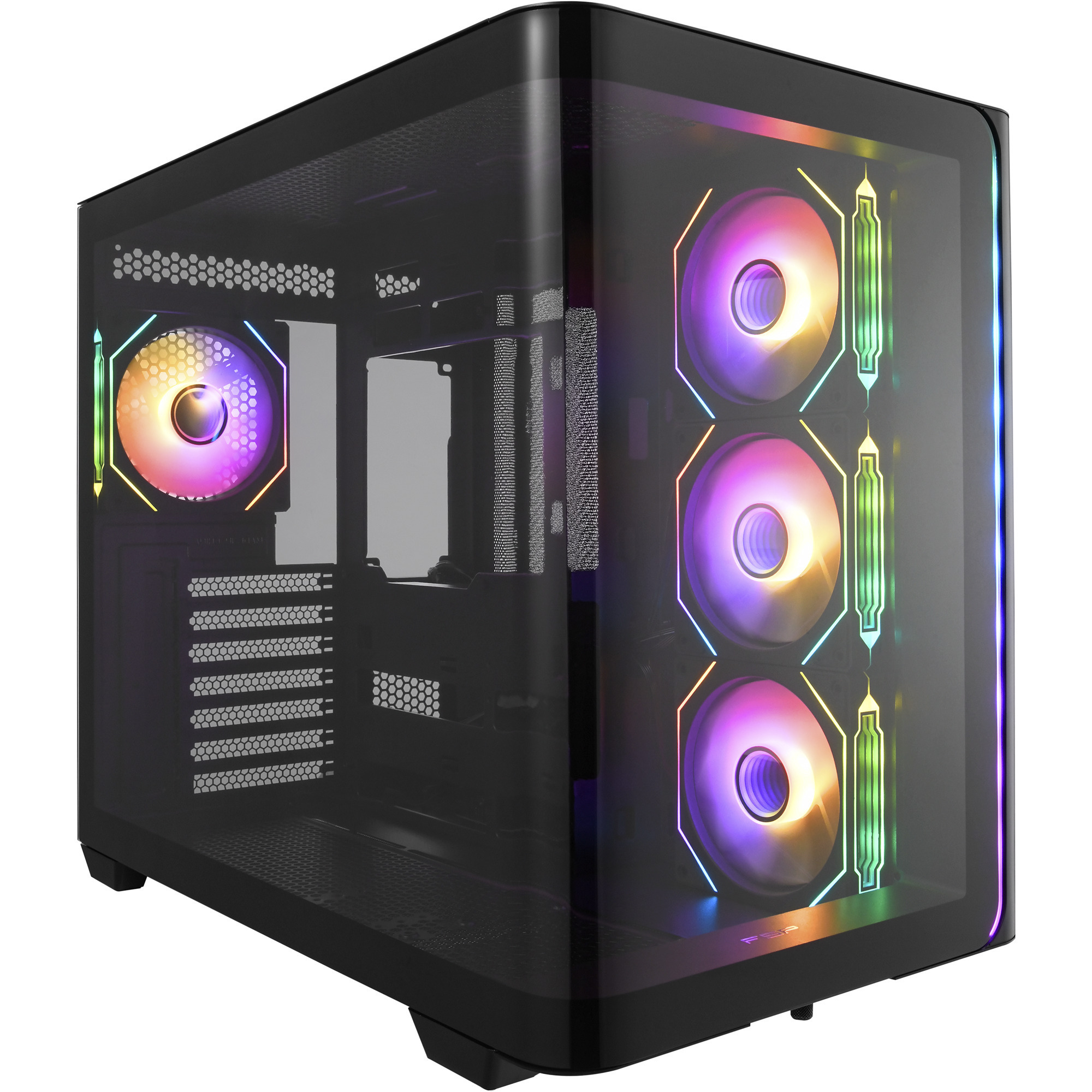 FSP Tour midi  Fortron POC0000254 Bo&icirc;tier gaming noir fen&ecirc;tre lat&eacute;rale