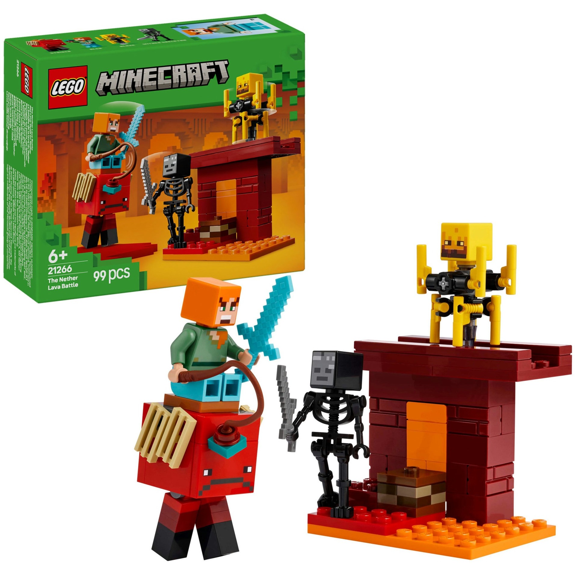 LEGO Minecraft 21266 La bataille de la lave du Nether - Jouet pour fans de jeux vid&eacute;o 