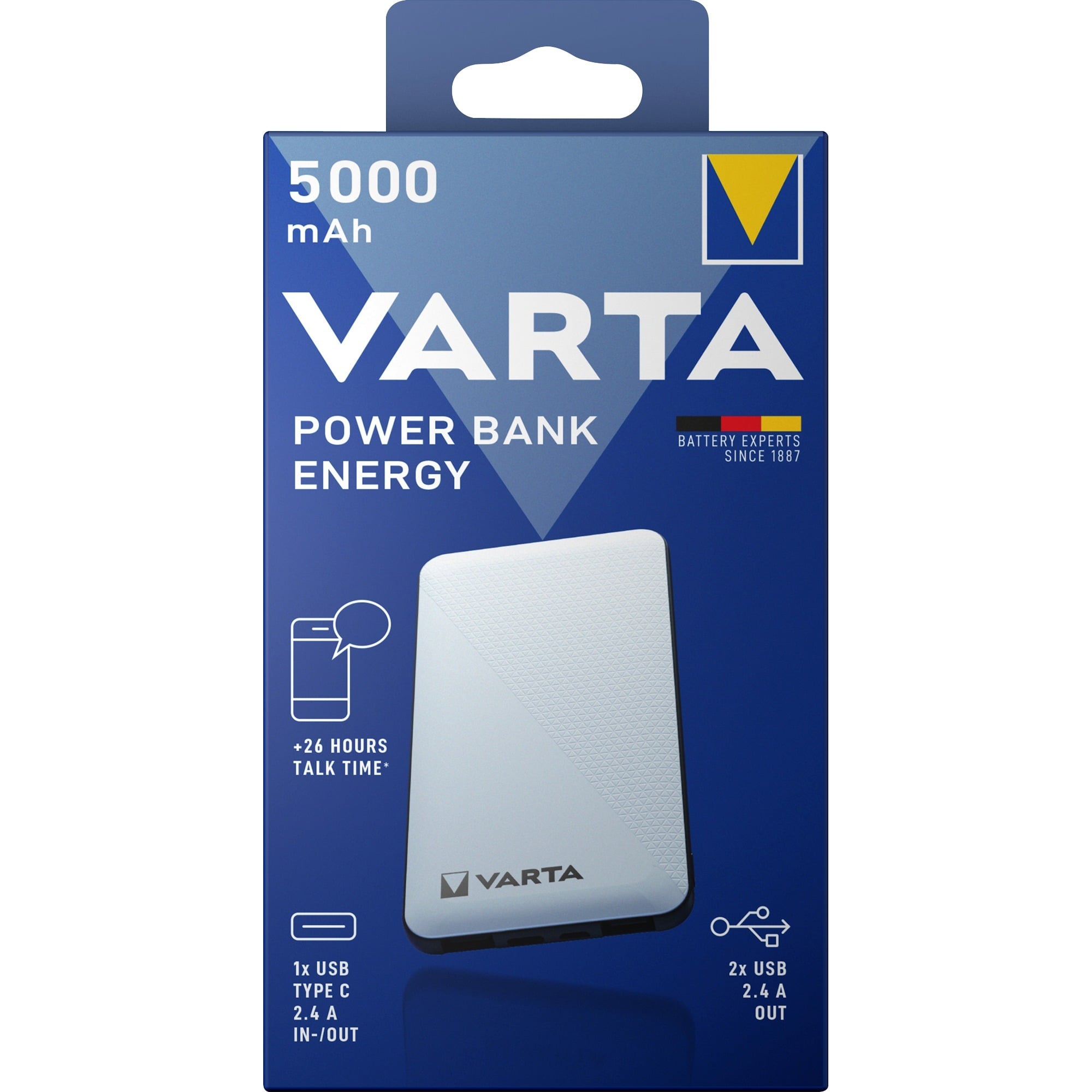 Energy 5000 Lithium Polymère (LiPo) 5000 mAh Noir, Blanc, Powerbank