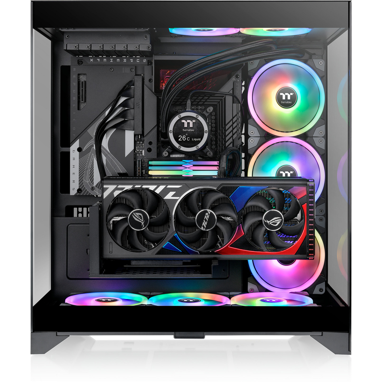 Thermaltake  boîtier midi tower Noir | 2x USB-A | 1x USB-C | Verre Trempé