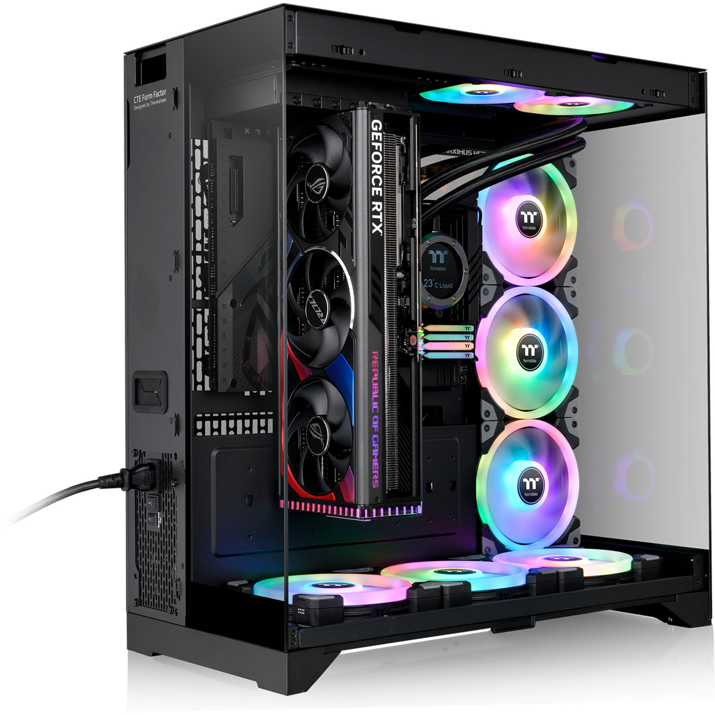 Thermaltake  boîtier midi tower Noir | 2x USB-A | 1x USB-C | Verre Trempé