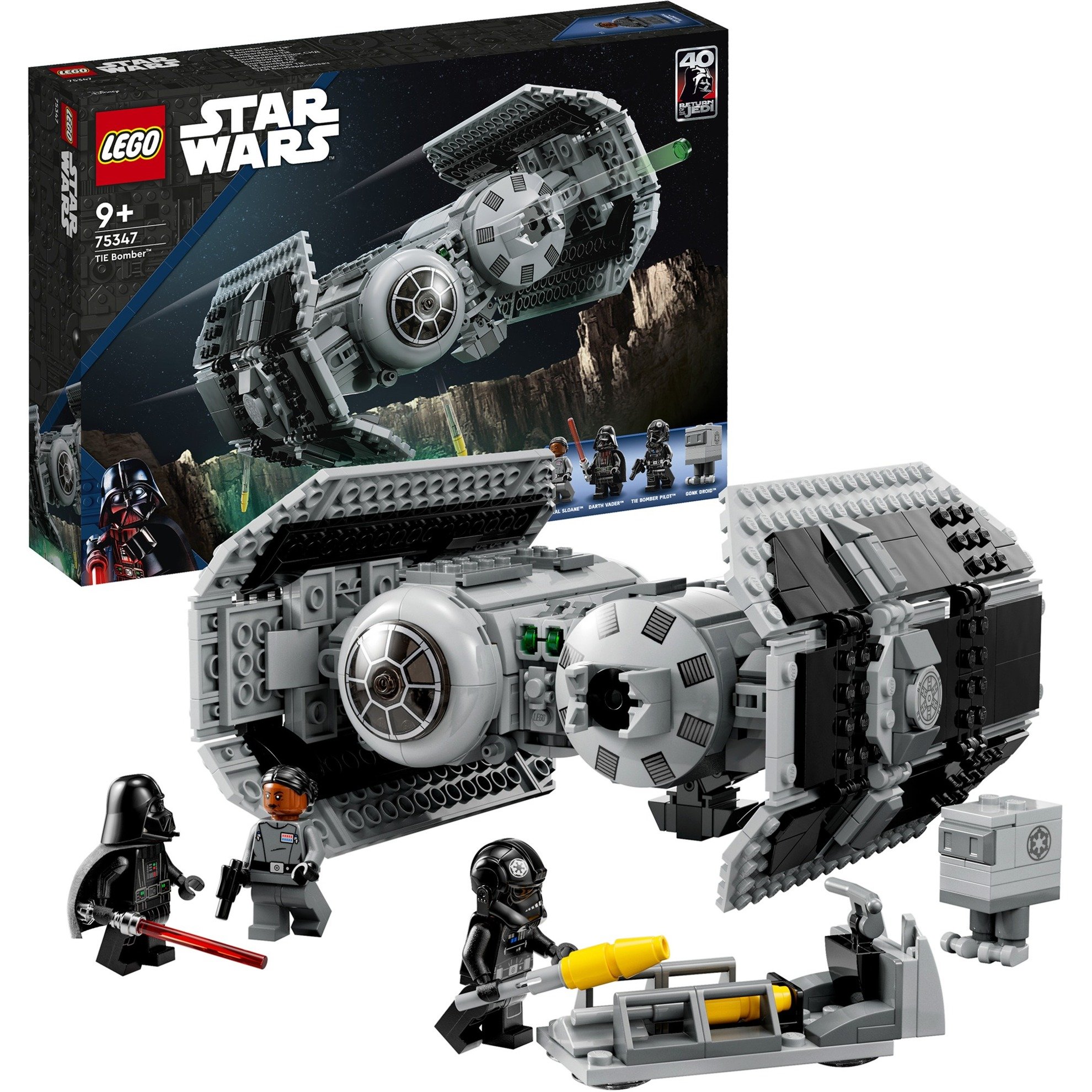 LEGO Star Wars 75347 Le Bombardier TIE - Jeu de Construction - Maquette de Vaisseau Spatial - Figurine & Minifigurine Dark Vador avec Sabre Laser - Cadeau Garçon 9 Ans-image