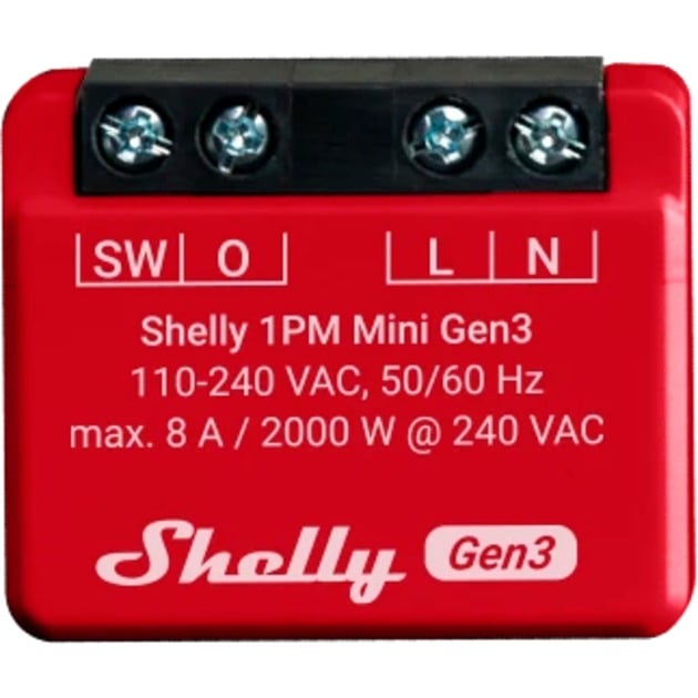 Shelly 1PM Mini Gen3 - Micromodule Relais Interrupteur Wi-Fi, 1 Canal 8A, Compteur Consommation éLectrique, ÉClairage Connecté, Commande à Distance App, Compatible Avec Alexa, Google Home, Smartthings-image
