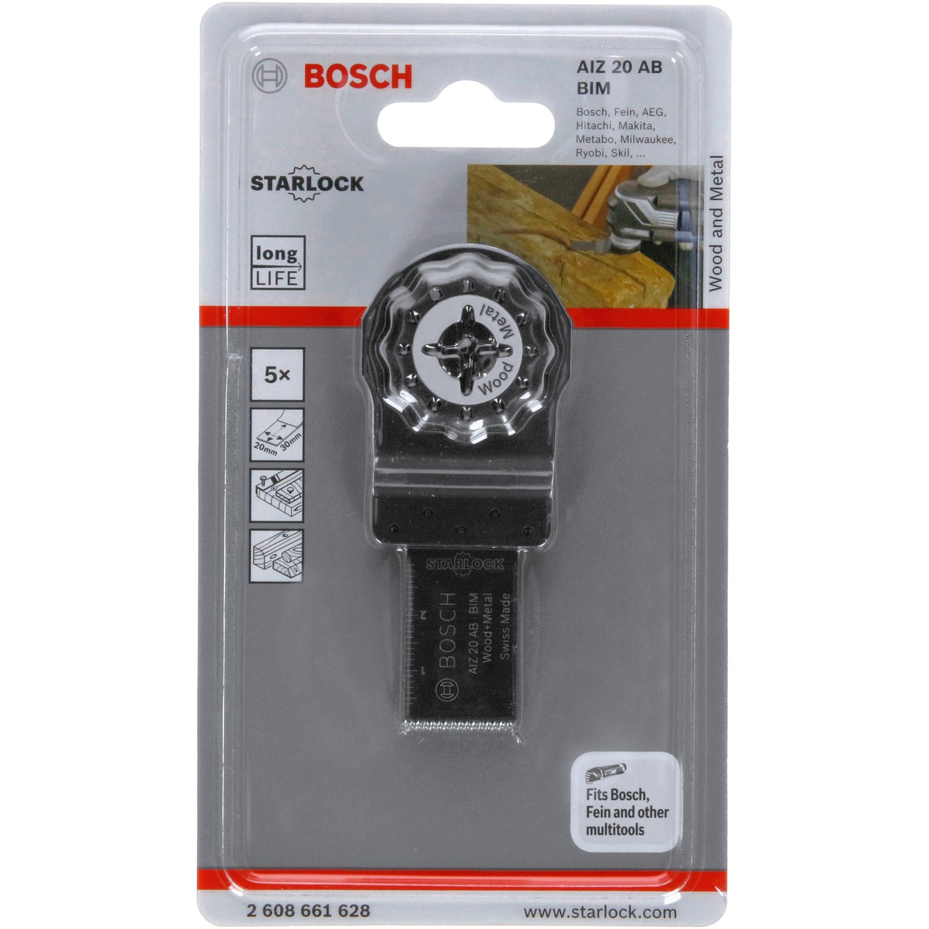Bosch 2608661628 Multi-tool Blade AIZ 20 AB BiM Plunge Hardwood 20...
