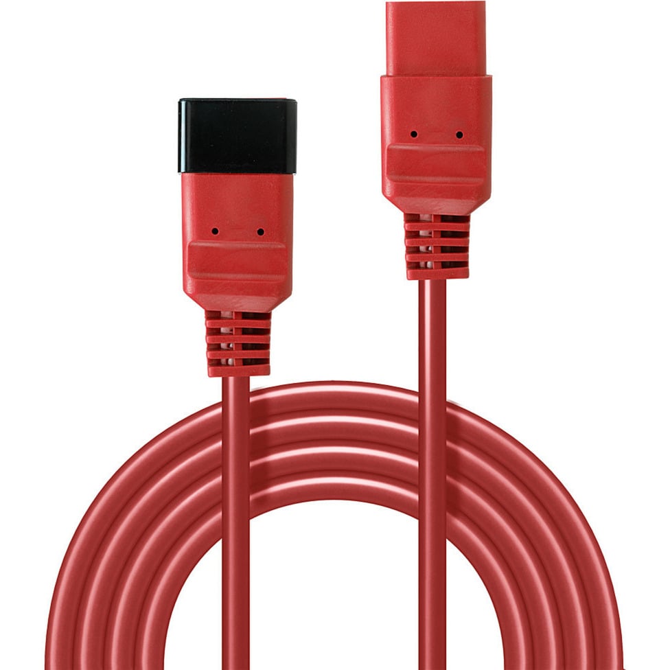 Rallonge secteur C20 vers C19, rouge, 3m, Câble d''extension