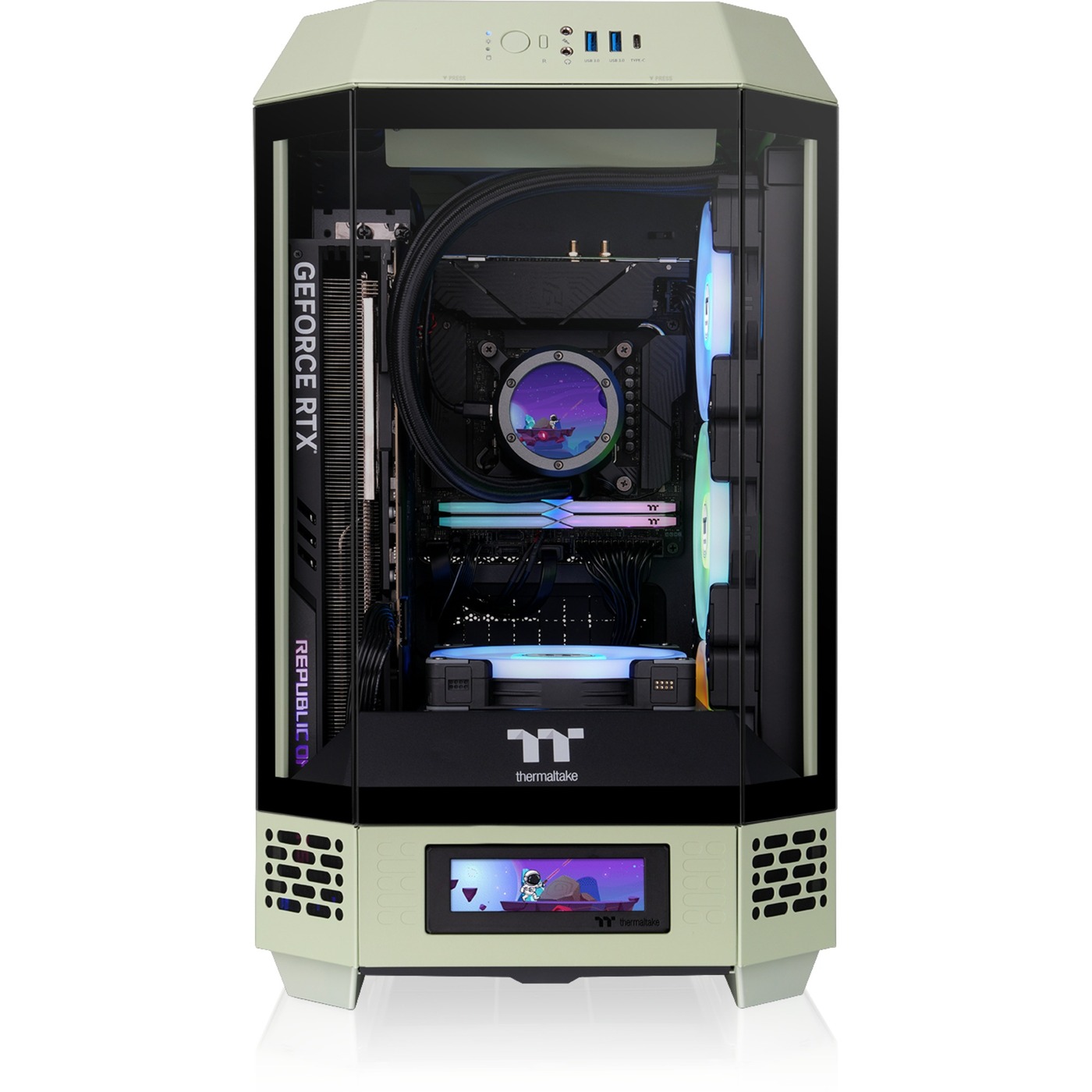 Thermaltake  boîtier mini tower Vert clair | 2x USB-A | 1x USB-C | Verre Trempé