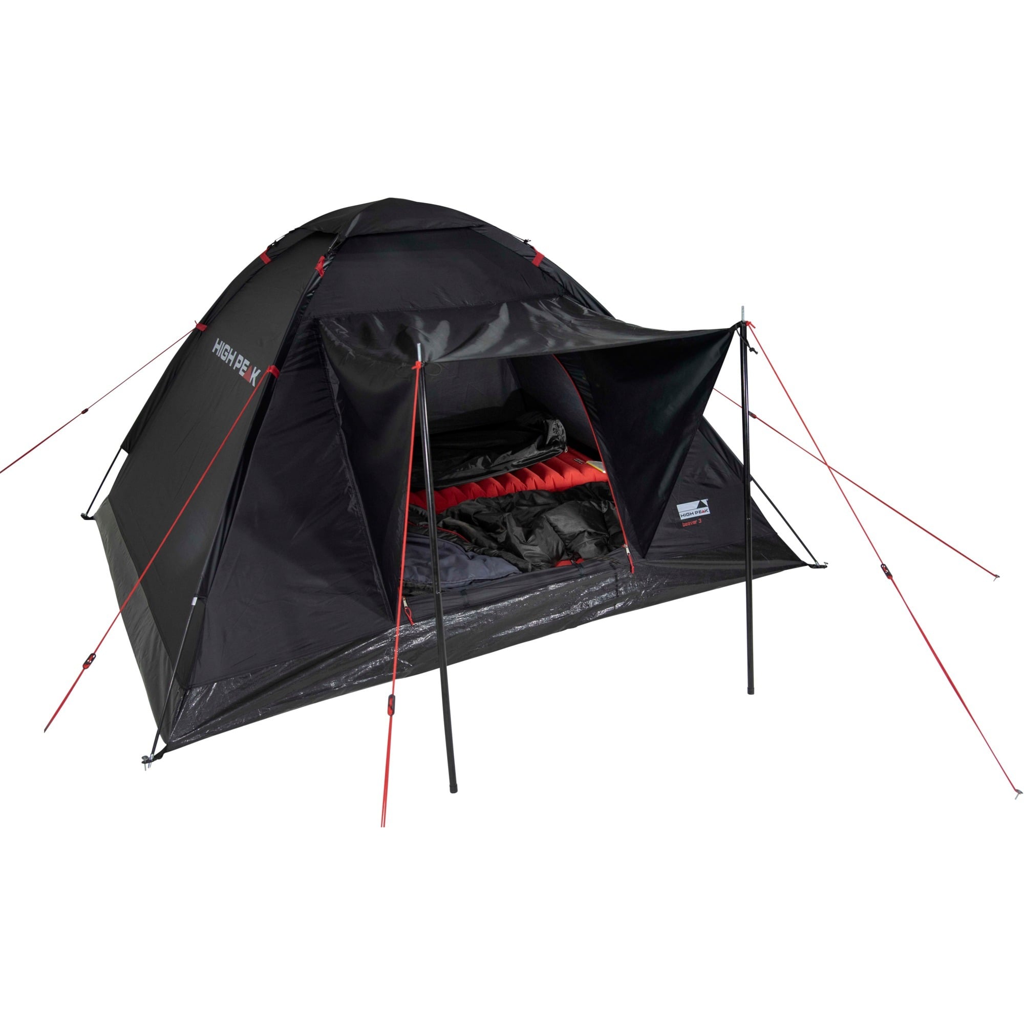 High Peak Beaver 3 Dome Tent Unisex-Adult, Black, 180x200x120 cm
