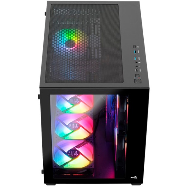 Aerocool Dryft Mini Mini Tower Noir, boîtier pc Noir | 3x USB-A | RGB | Verre Trempé