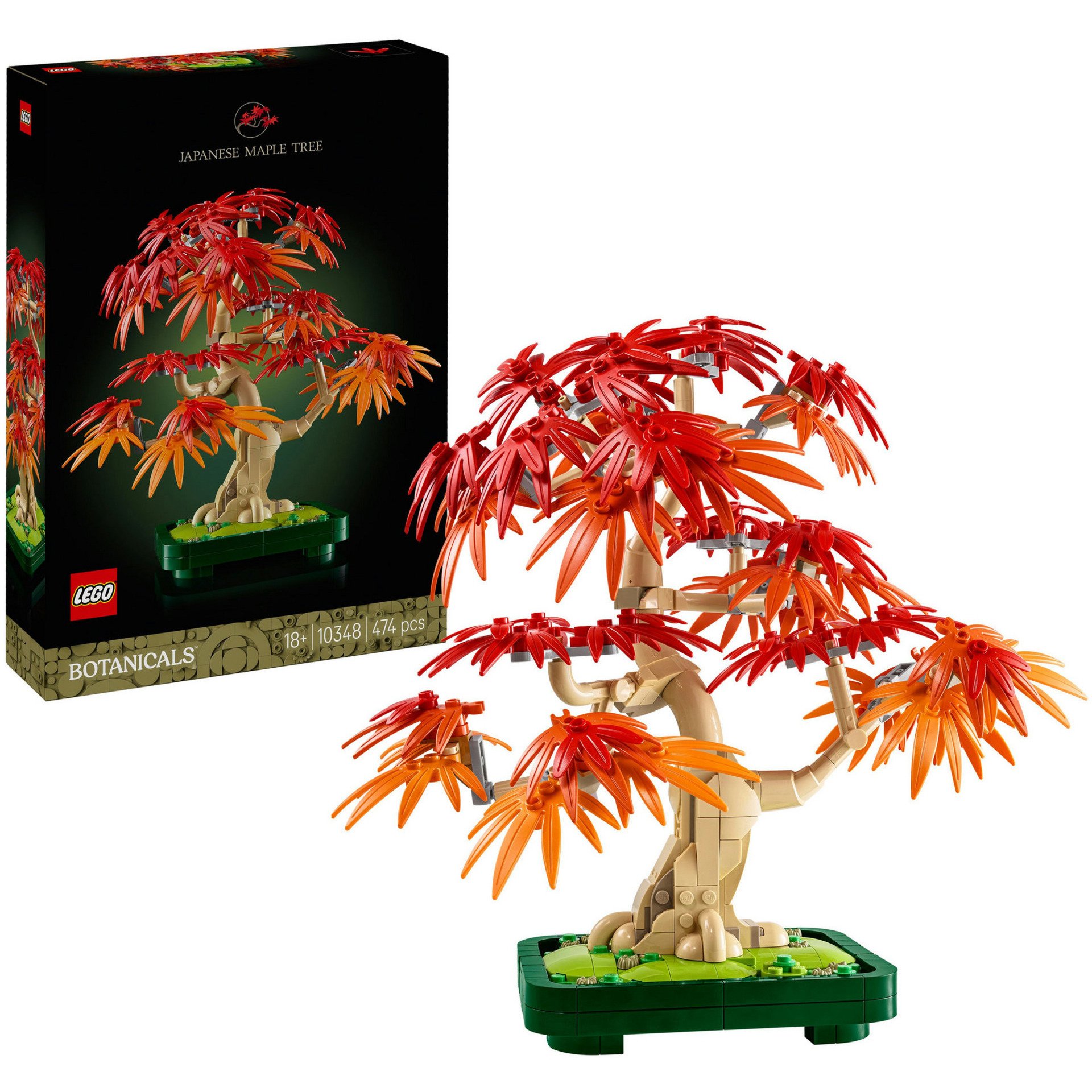 LEGO Botanicals Bonsaï d’Érable Rouge du Japon - Kit de Construction Adulte - Plante Artificielle avec Feuilles Rouges et Oranges - Pot Constructible - Idée Cadeau - Décoration Intérieure DIY 10348-image
