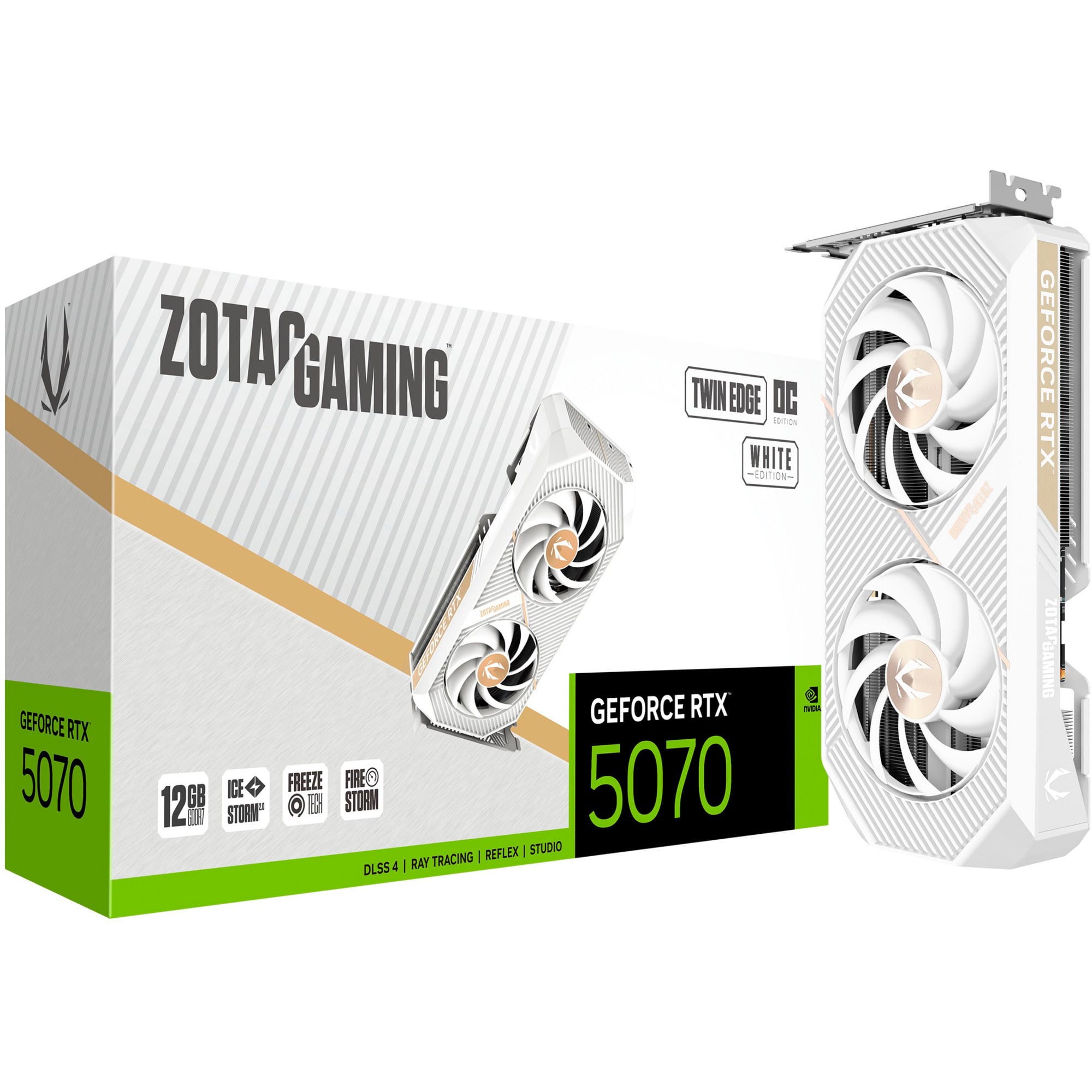 ZOTAC  GeForce RTX 5070 Twin Edge OC &Eacute;dition Blanche, Carte graphique