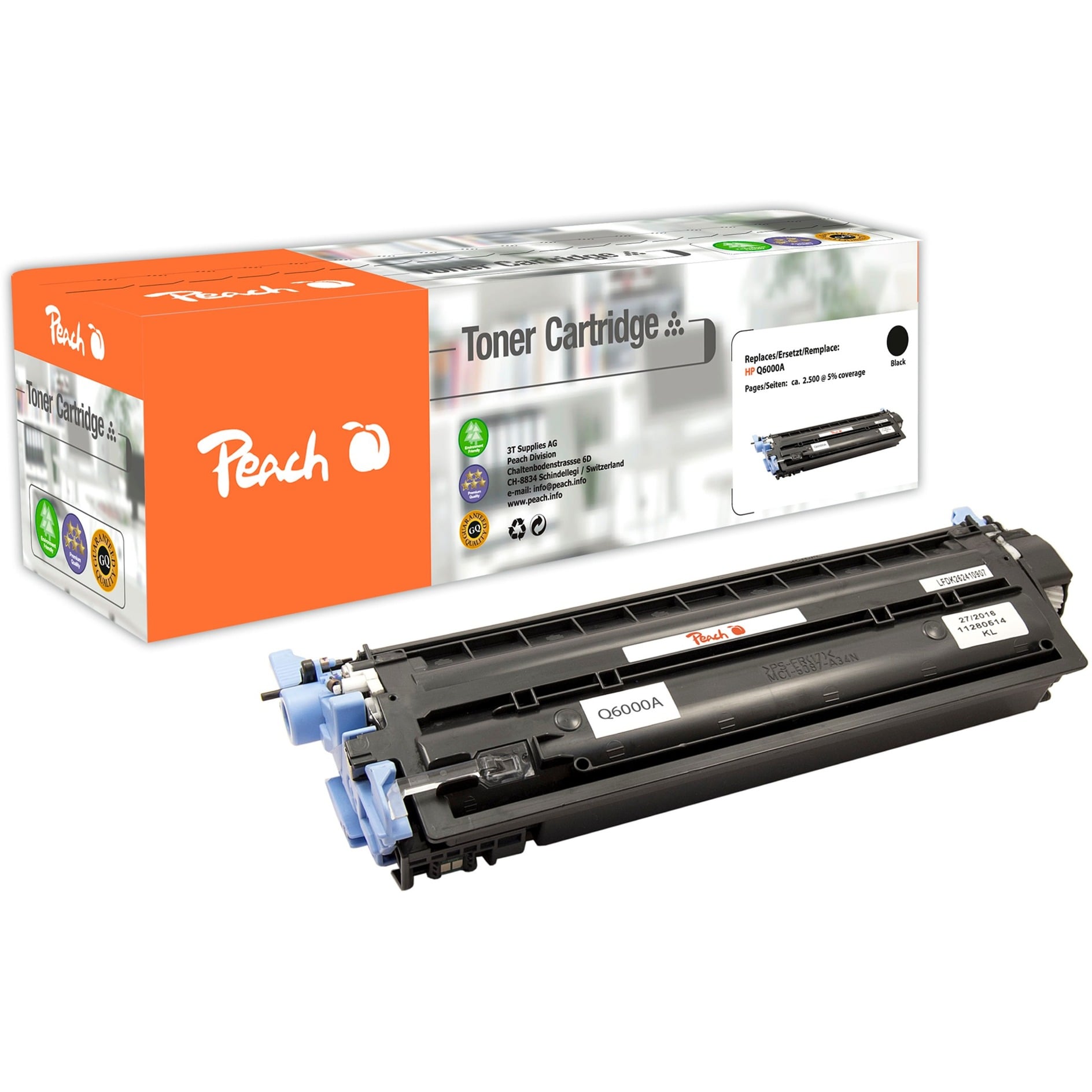 PEACH  Toner Module Noire, Compatible avec HP Q6000A