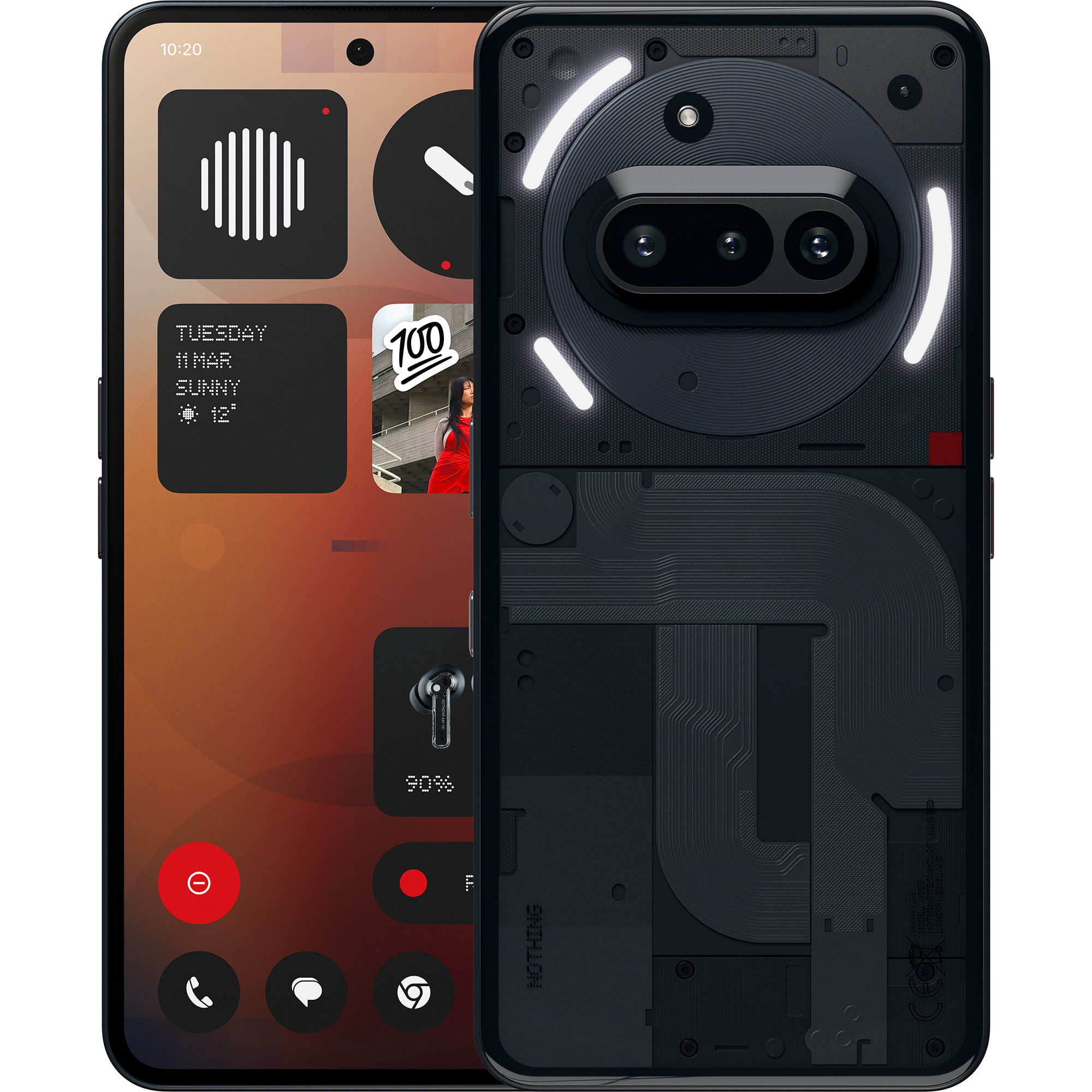Nothing Phone (3a) 128 GB - Smartphone avec Appareil Photo Frontal 32 MP, Ultra Zoom x30, Charge Rapide 50 W et écran AMOLED Flexible de 6,77" FHD+ - Noir-image