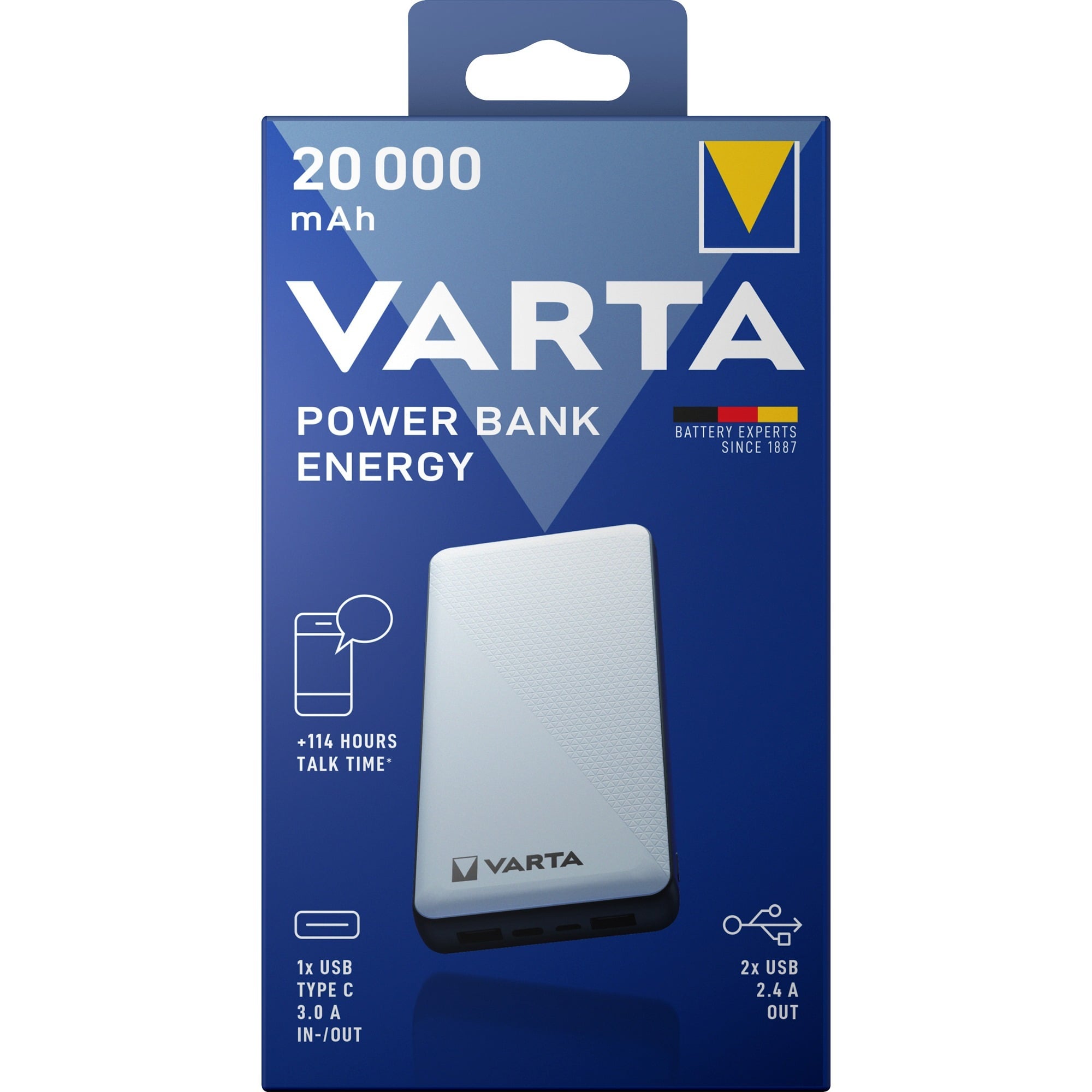 Energy 20000 Lithium Polymère (LiPo) 20000 mAh Noir, Blanc, Powerbank