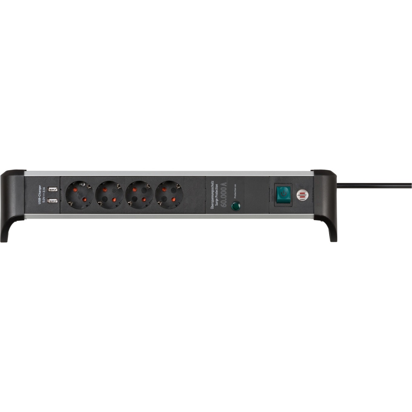 Multiprise Alu-Office-Line 4 prises, pour bureau