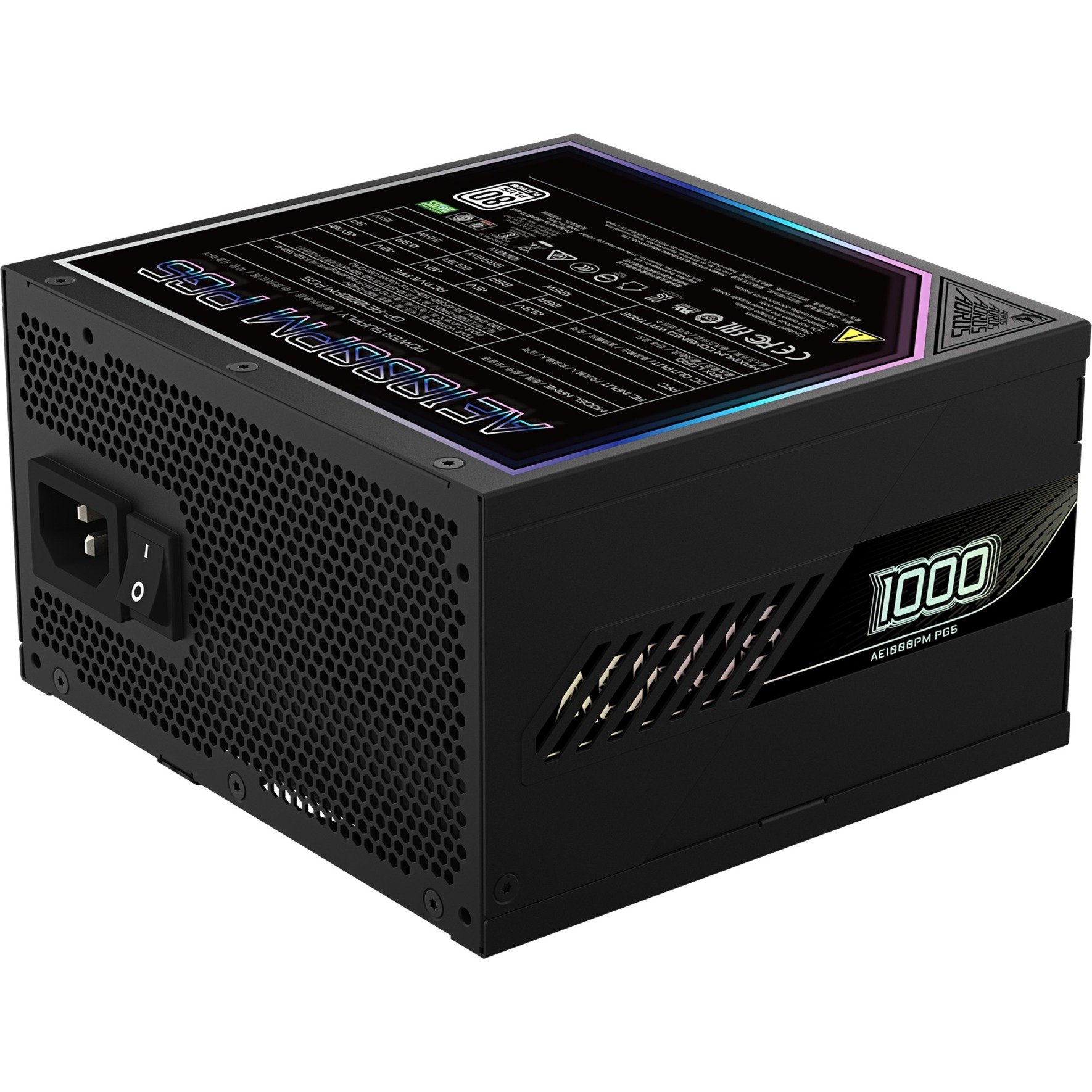 GIGABYTE GP-AE1000PM PG5, 1000 Watt alimentation  Noir, 6x PCIe, 1x 12VHPWR, Gestion des câbles