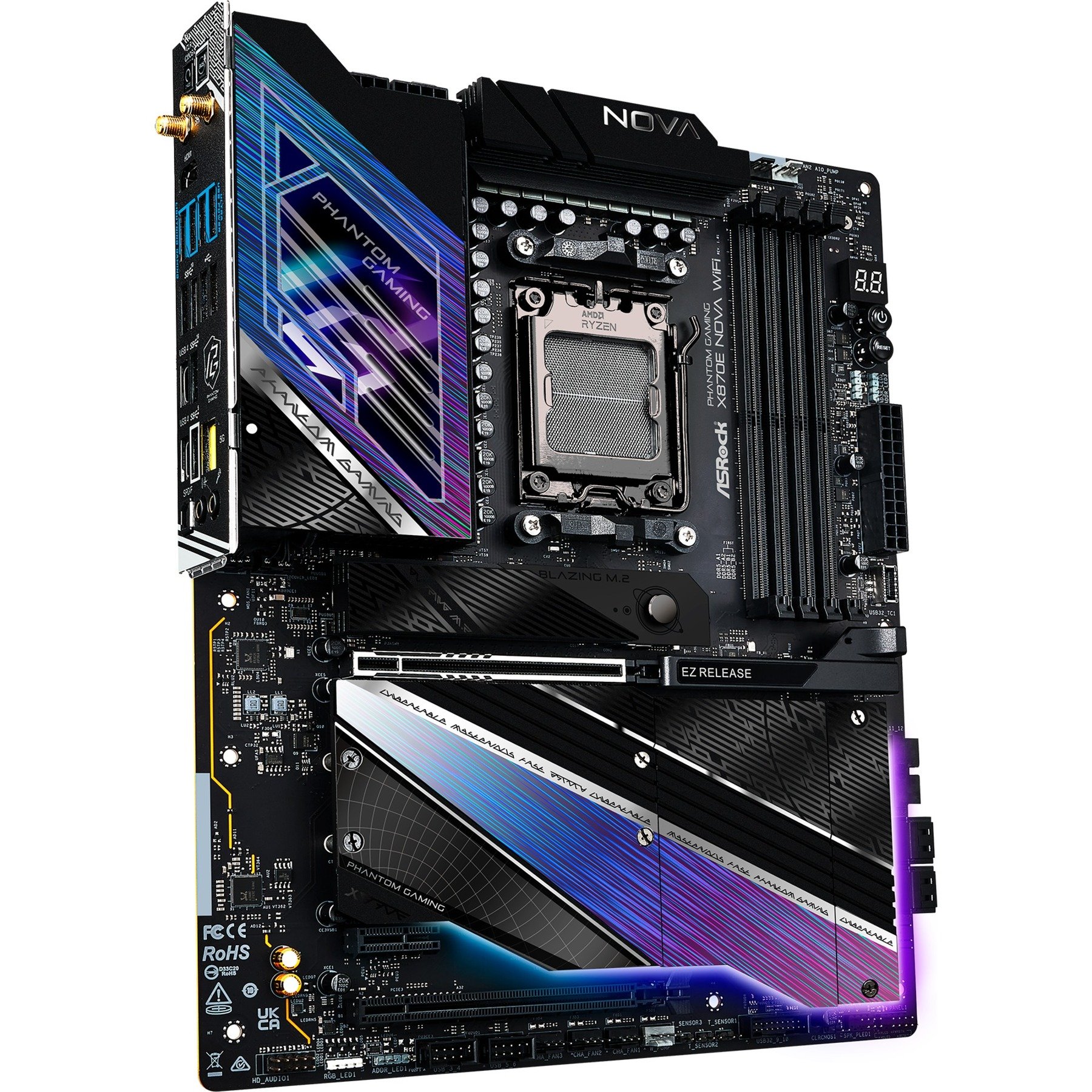 ASRock X870E Nova WiFi carte mère socket AM5 RAID, 5 GbLAN, WLAN, BT, EATX