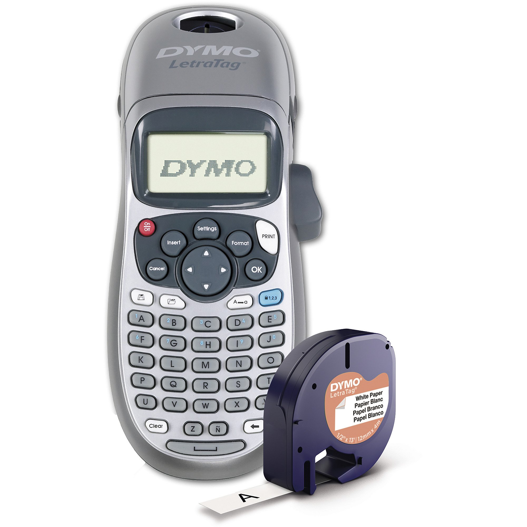 Dymo Letratag LT-100H éTiqueteuse Portative | Imprimante D'éTiquettes Autocollant Thermique Sans Encre | Avec Clavier Abc | Argent/Noir-image