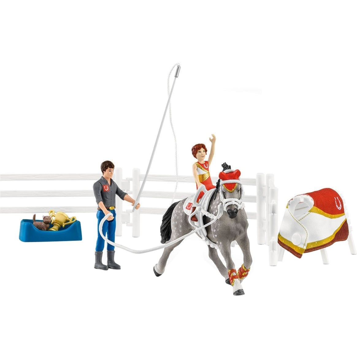 Schleich Horse Club - Kit d'équitation de voltige de Mia, Figurine Horses, Riding Tournament, 5 an(s), Multicolore, Plastique