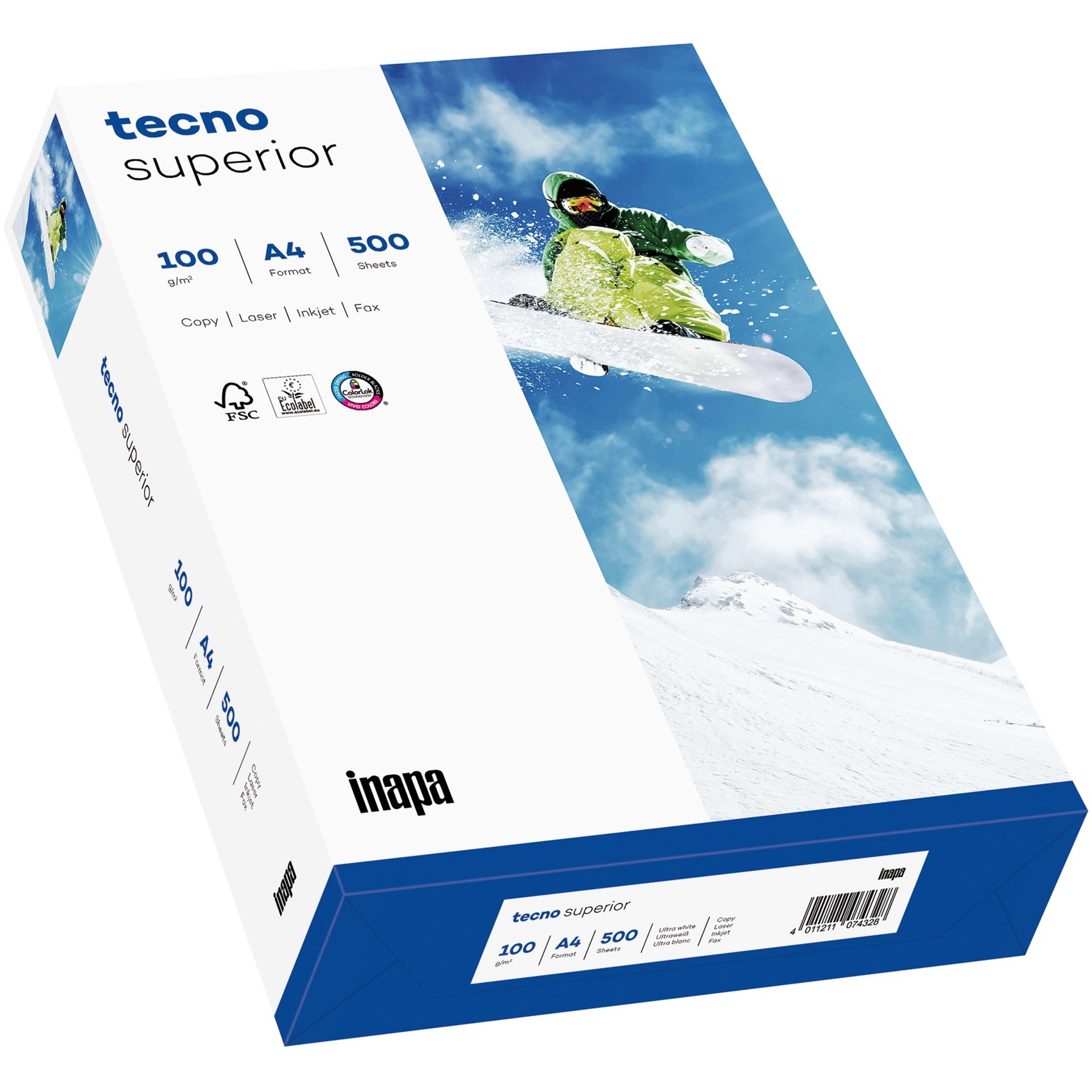 INAPA  Papier multifonction tecno superior, A4, 100 g/m2
