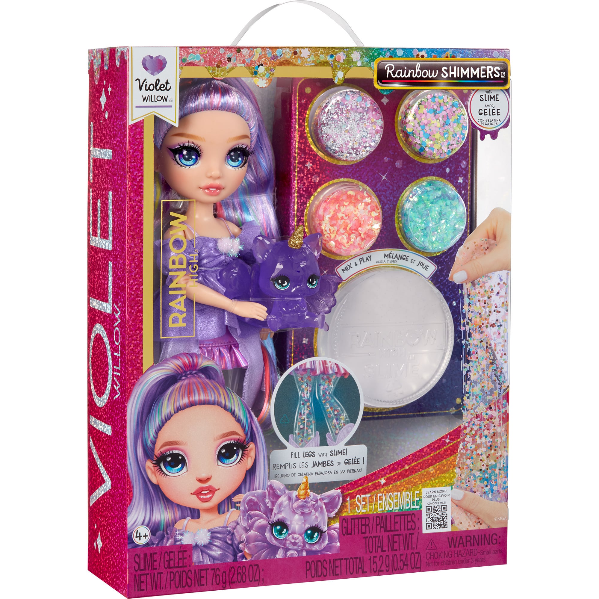 Poupée mannequin avec slime Rainbow High Shimmers Violet 27 cm
