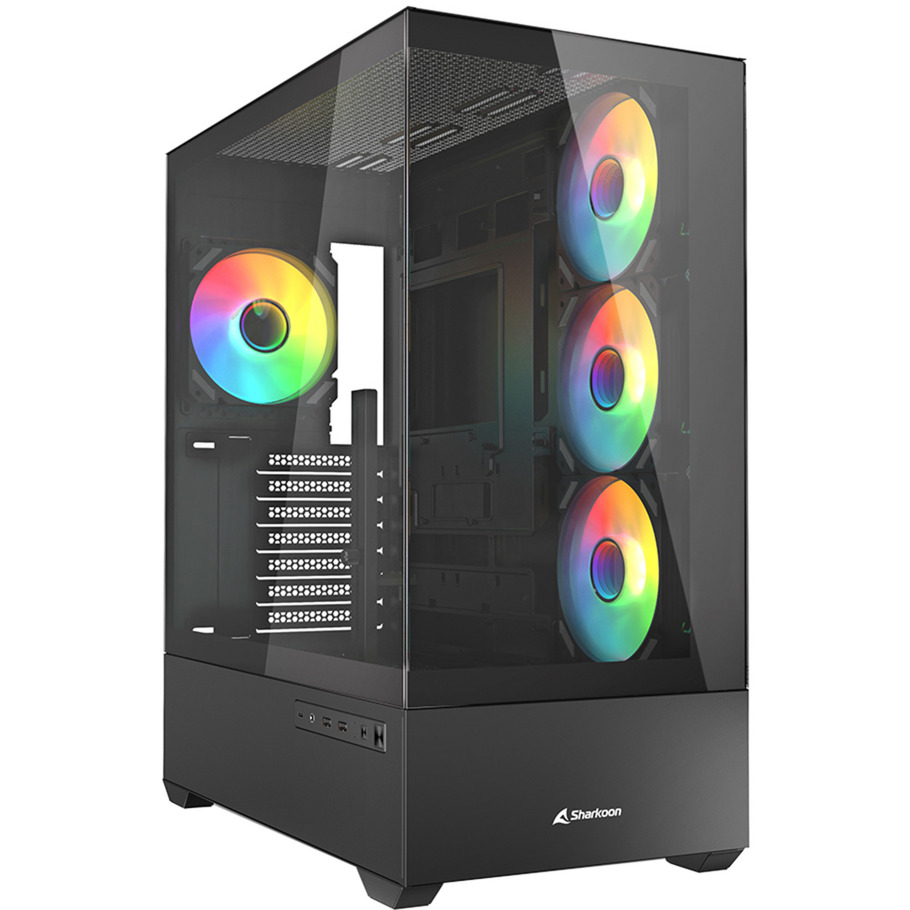 Sharkoon AK6 RGB boîtier midi tower Noir | 2x USB-A | 1x USB-C | RGB | Window