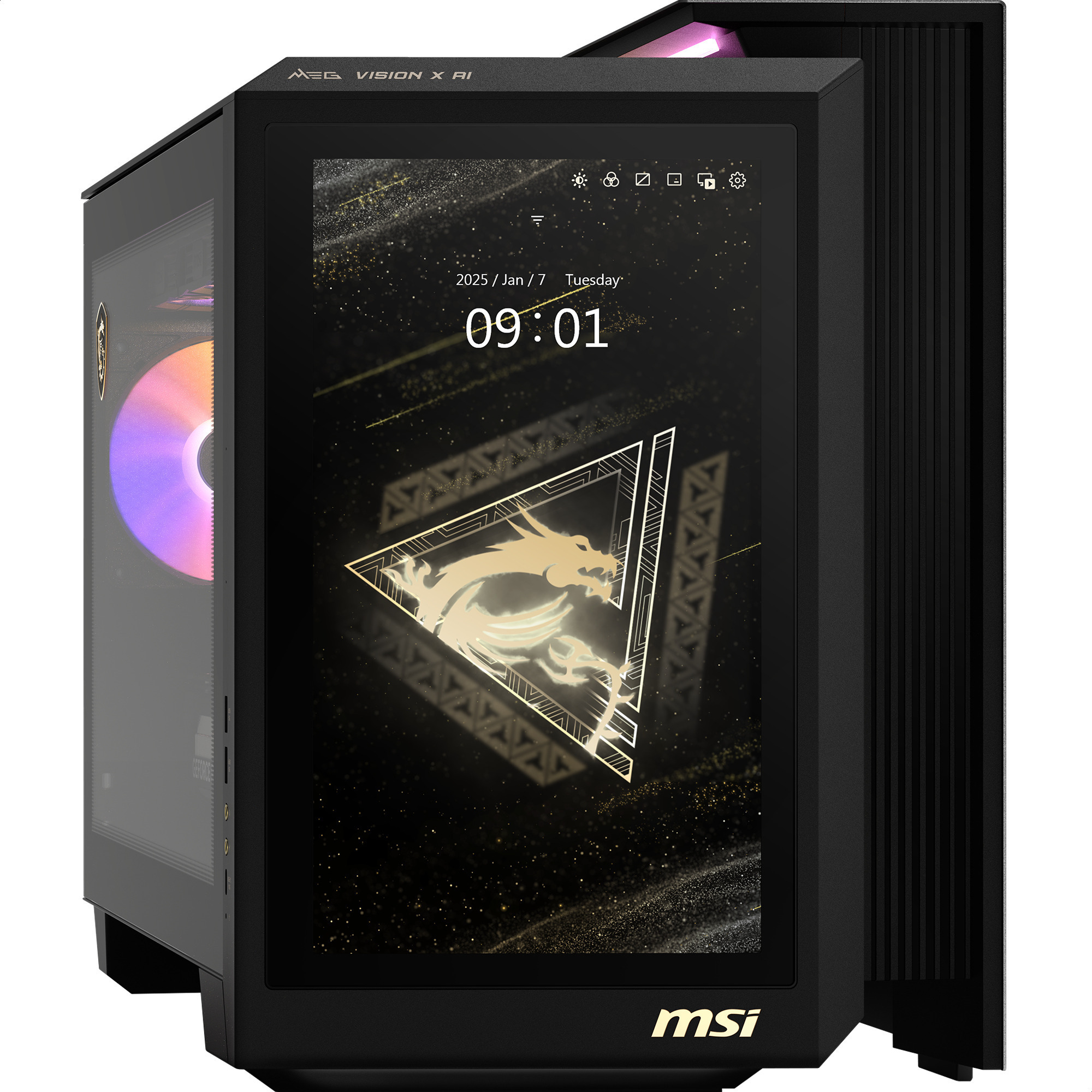 MSI PC de gaming MEG Vision X AI 2NVV7-009AT 2.5 cm (1 pouces) Intel® Core™ Ultra 9 (Series 2) 265 K 5.5 GHz 32 GB RAM 2