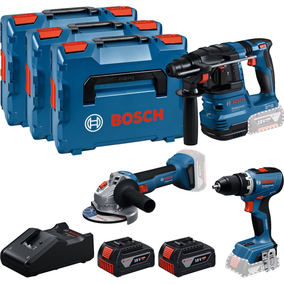 Set professionnel 18V, GBH 18V-22 + GSR 18V-65 + GWS 18V-8 Professional, Set d''outils