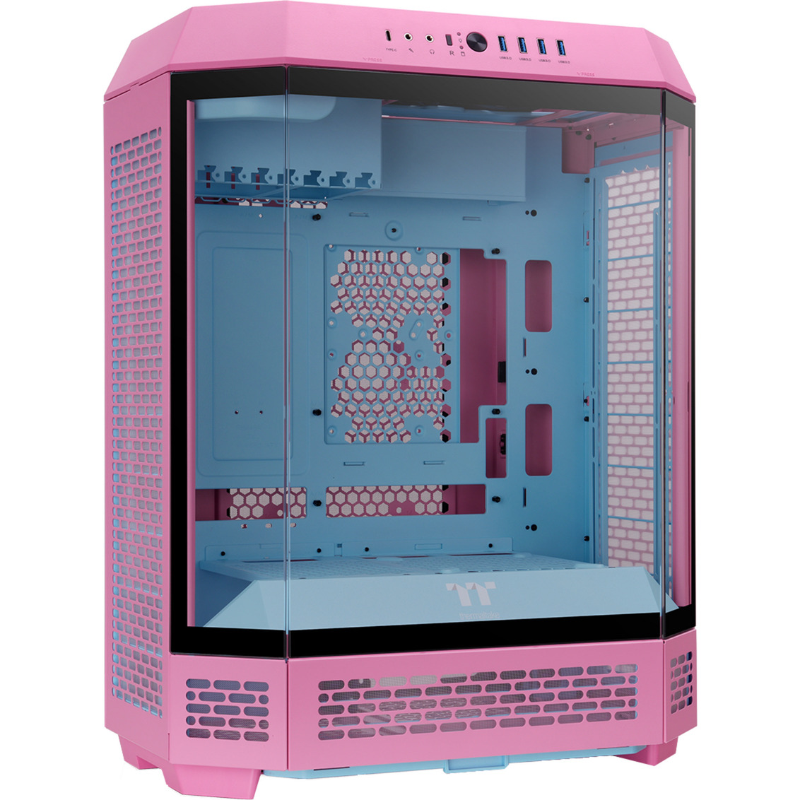 THERMALTAKE Tour midi  The Tower 600 Bubble Pink Bo&icirc;tier PC rose, bleu