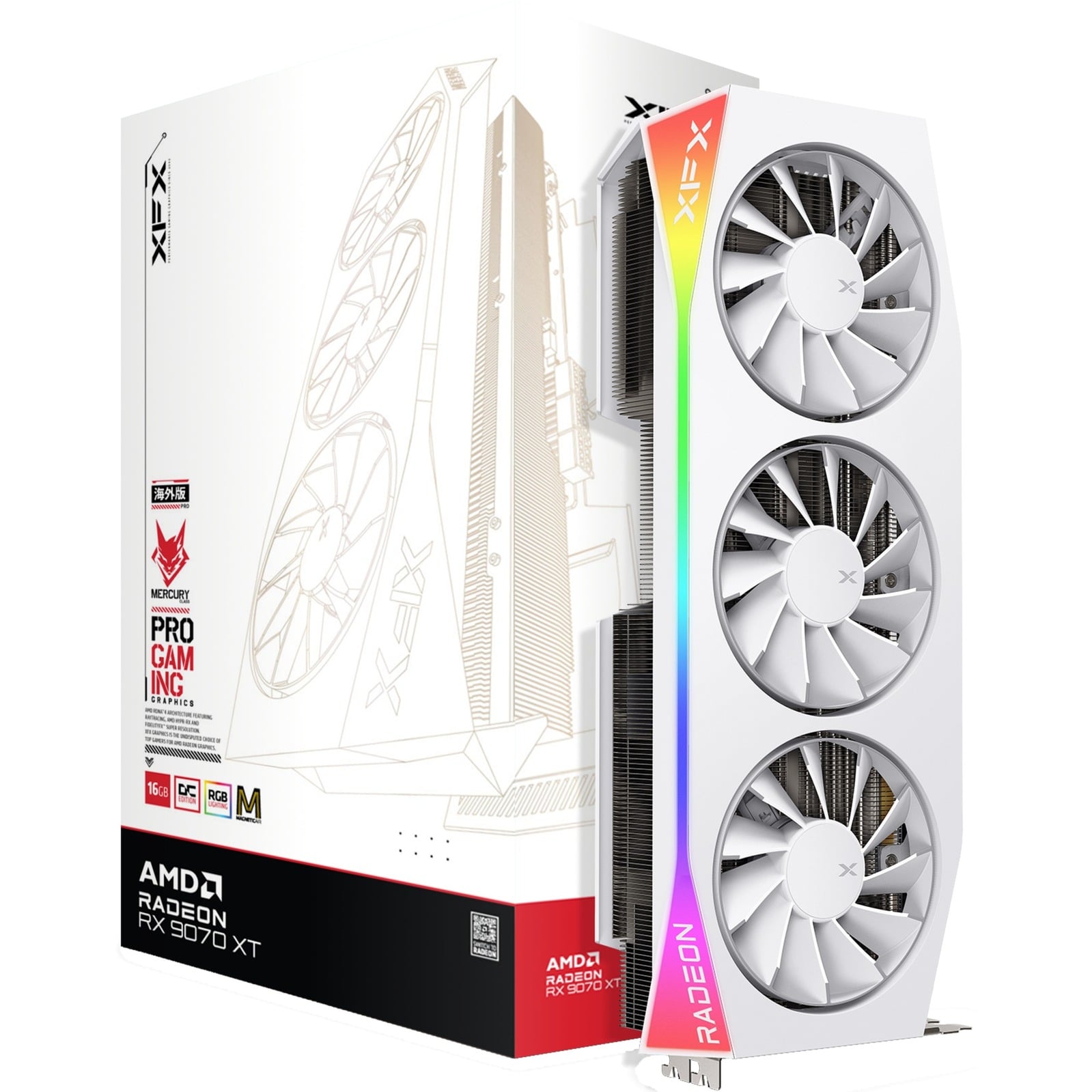 XFX  Radeon RX 9070 XT OC Mercury RGB Magnetic Air, Carte graphique