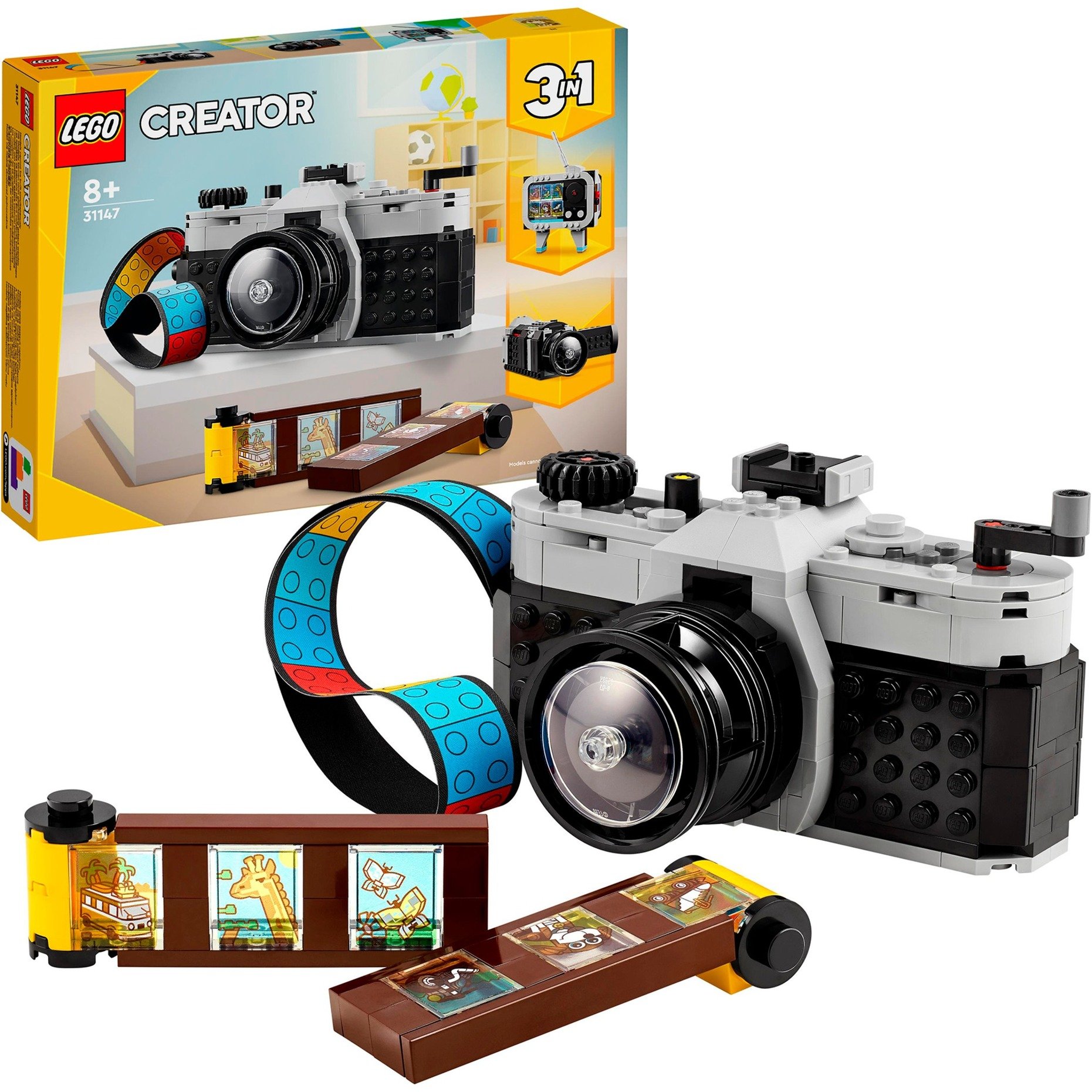 LEGO Creator 3-en-1 L’Appareil Photo Rétro, Jouet avec 3 Modèles pour Filles et Garçons, Déco de Bureau et de Chambre, Transformable en Téléviseur ou Caméra Vidéo, Cadeau Enfants Dès 8 Ans 31147-image