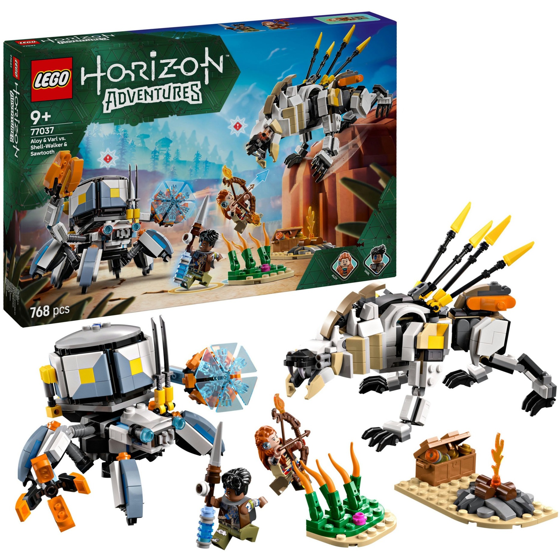 LEGO® Aloy und Varl vs. Panzerwanderer und Sägezahn