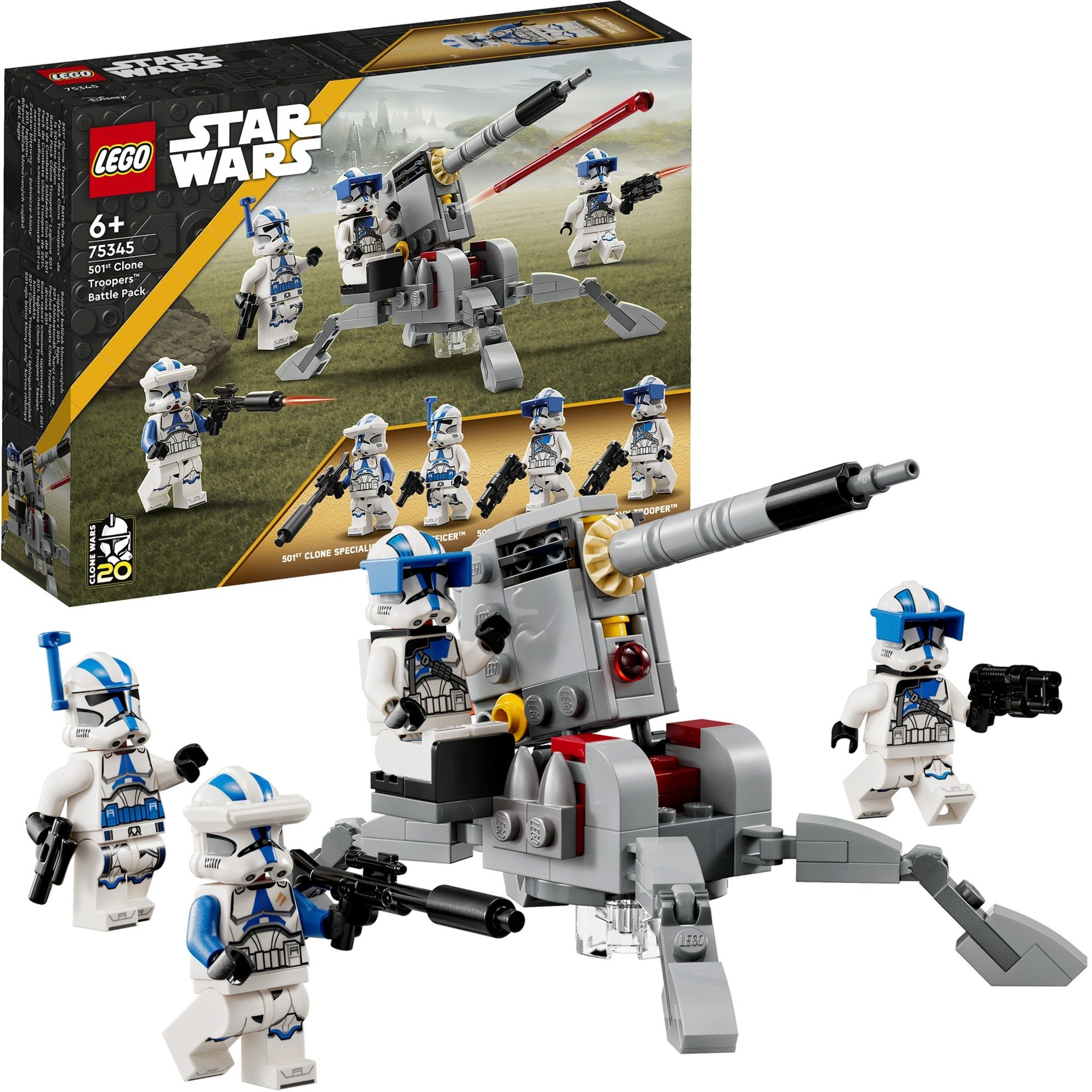 LEGO Star Wars 75345 Pack de Combat des Clone Troopers de la 501ème Légion - Jeu de Construction Collector - Canon AV-7 & 4 Minifigurines - Cadeau pour Garçon dès 6 Ans & Fans de la Guerre des Clones-image
