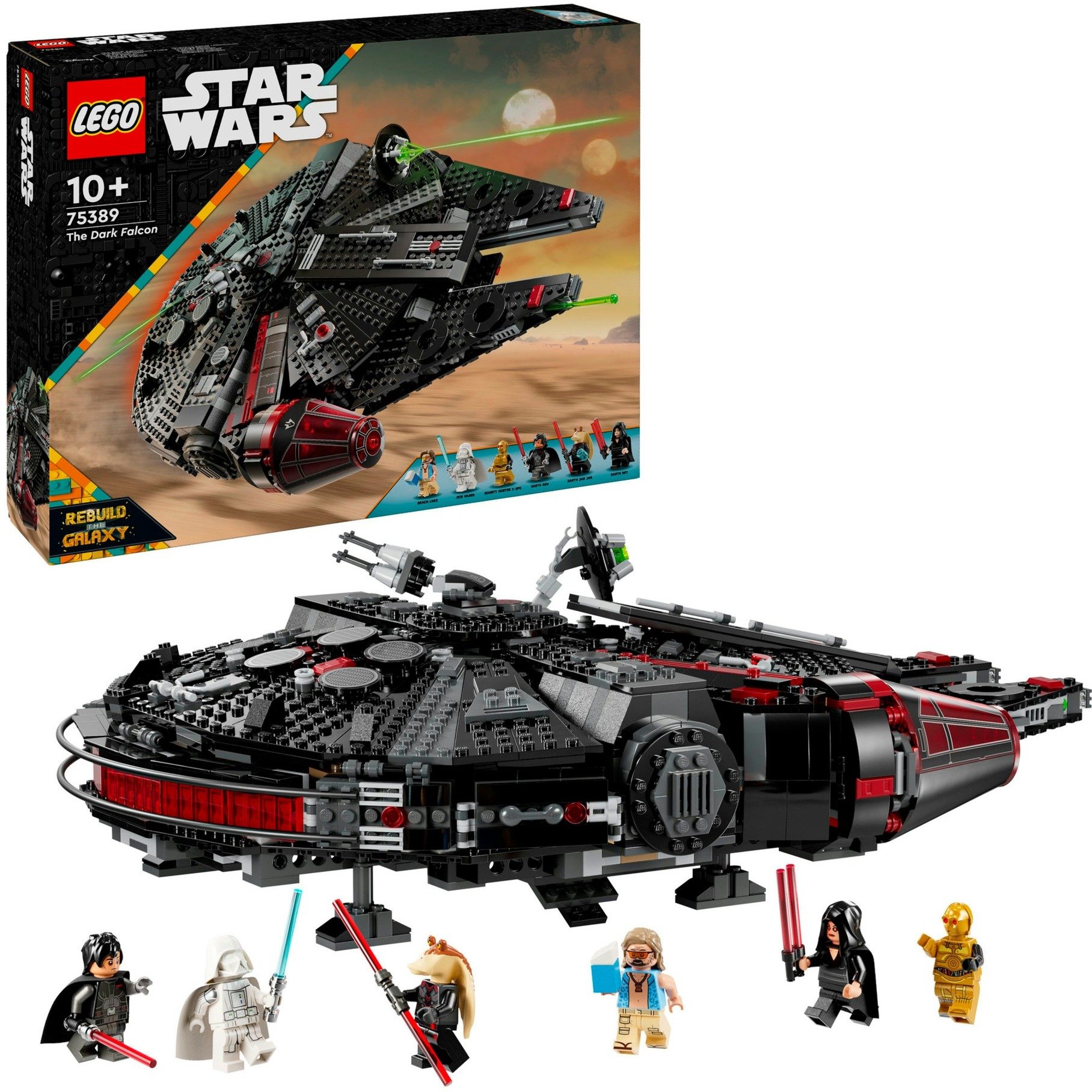 LEGO Star Wars 75389 Le Faucon Noir - Idée Cadeau pour la Fête des Pères - Jeu de Construction & Décoration - Fusils à Ressort, Canons & 6 Minifigurines Dont C-3PO - Cadeau pour Garçon dès 10 Ans-image