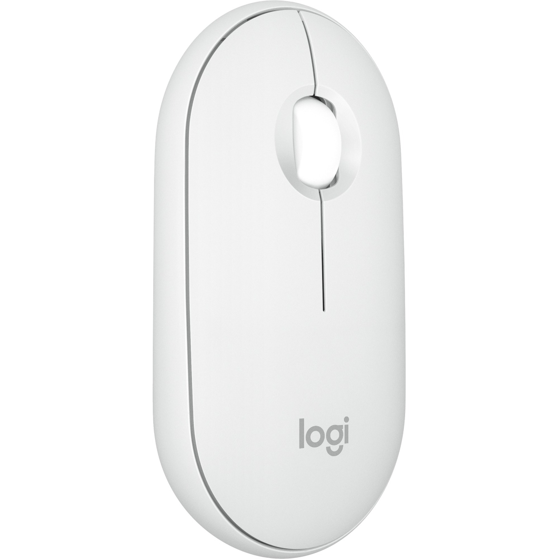 Logitech Pebble Mouse 2 M350s fine sans fil Bluetooth, portable, légère, boutons personnalisables, clics discrets, Easy-Switch Windows/macOS/iPadOS/Android/ChromeOS - Blanc-image