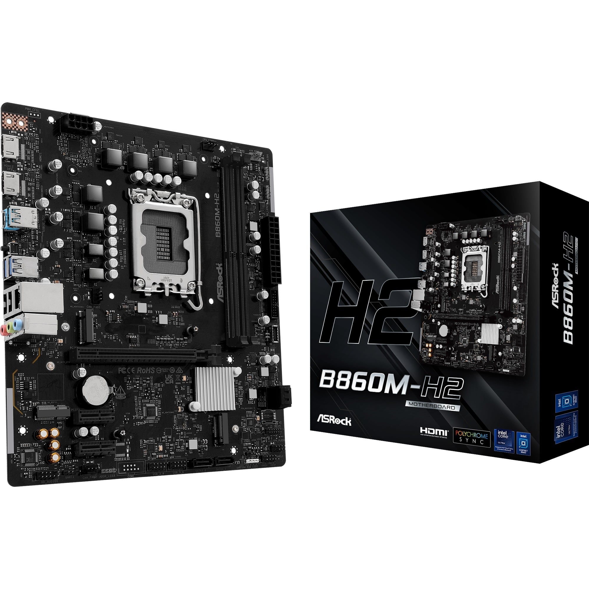 ASROCK  B860M-H2, Intel B860, 1851, Micro ATX, 2 DDR5, 2 HDMI, GB LAN, 2X M.2