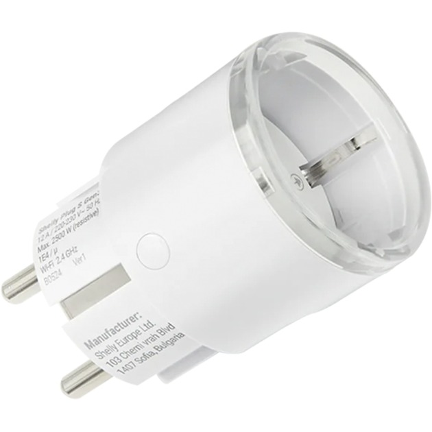Shelly Plug S Gen3 Blanc - Prise ConnectéE Matter 12 A (2500 W), Type F, Wi-Fi, Mesure De Consommation éLectrique, Programmable à Distance, Compatible Apple Homekit, Alexa, Google Home, Smart Things-image
