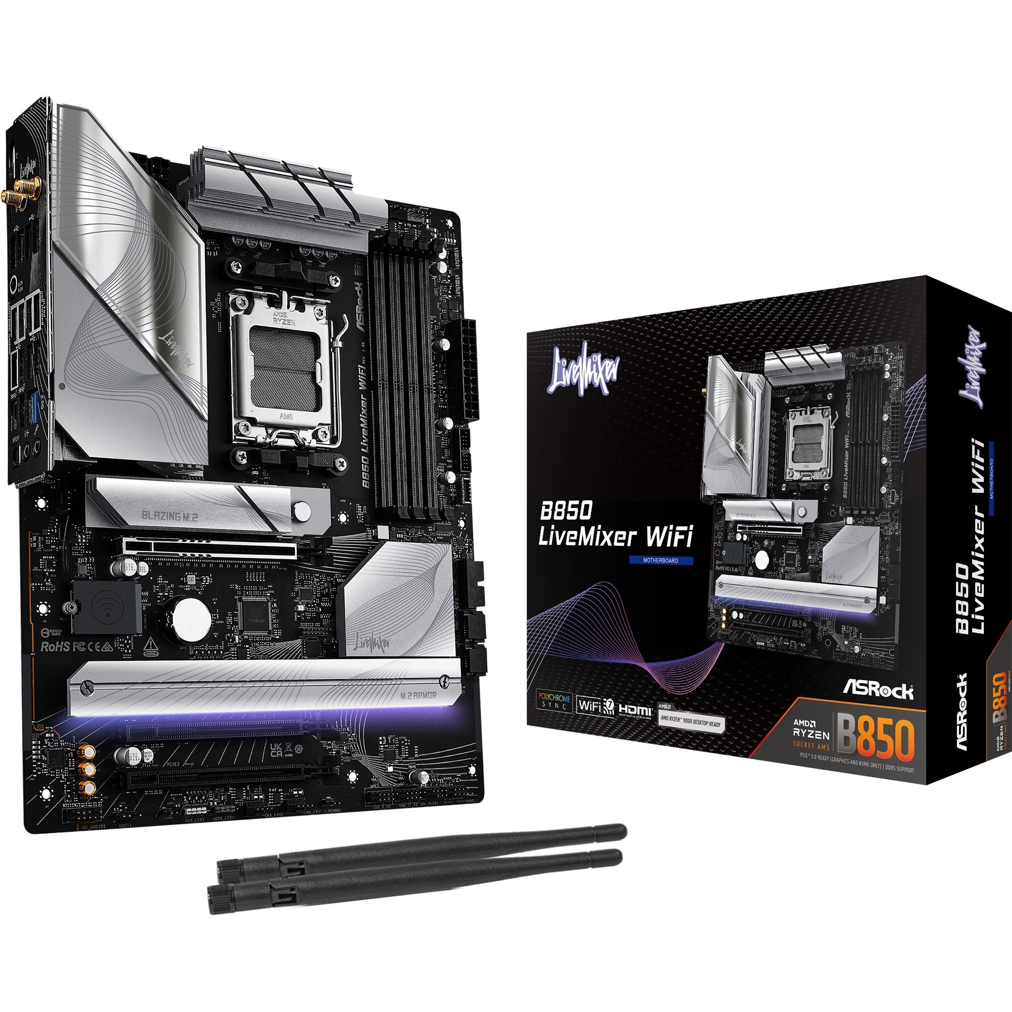 ASROCK Carte M&egrave;re - - B850 LiveMix - WiFi - Socket AM5 - Performance avanc&eacute;e