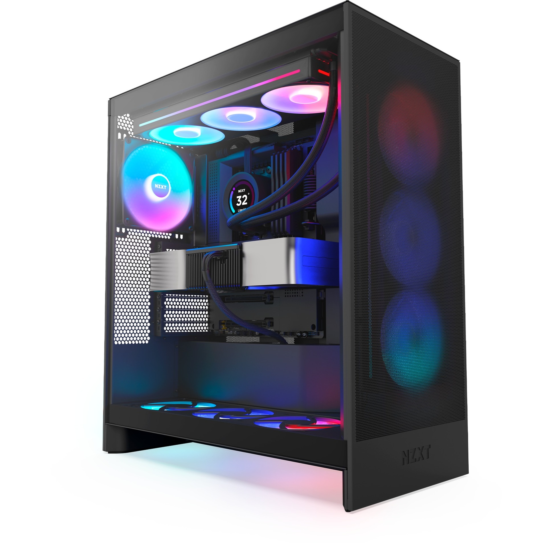 NZXT H7 Flow RGB ( 2024 ) boîtier midi tower Noir | 2x USB-A | 1x USB-C | RGB | Verre Trempé