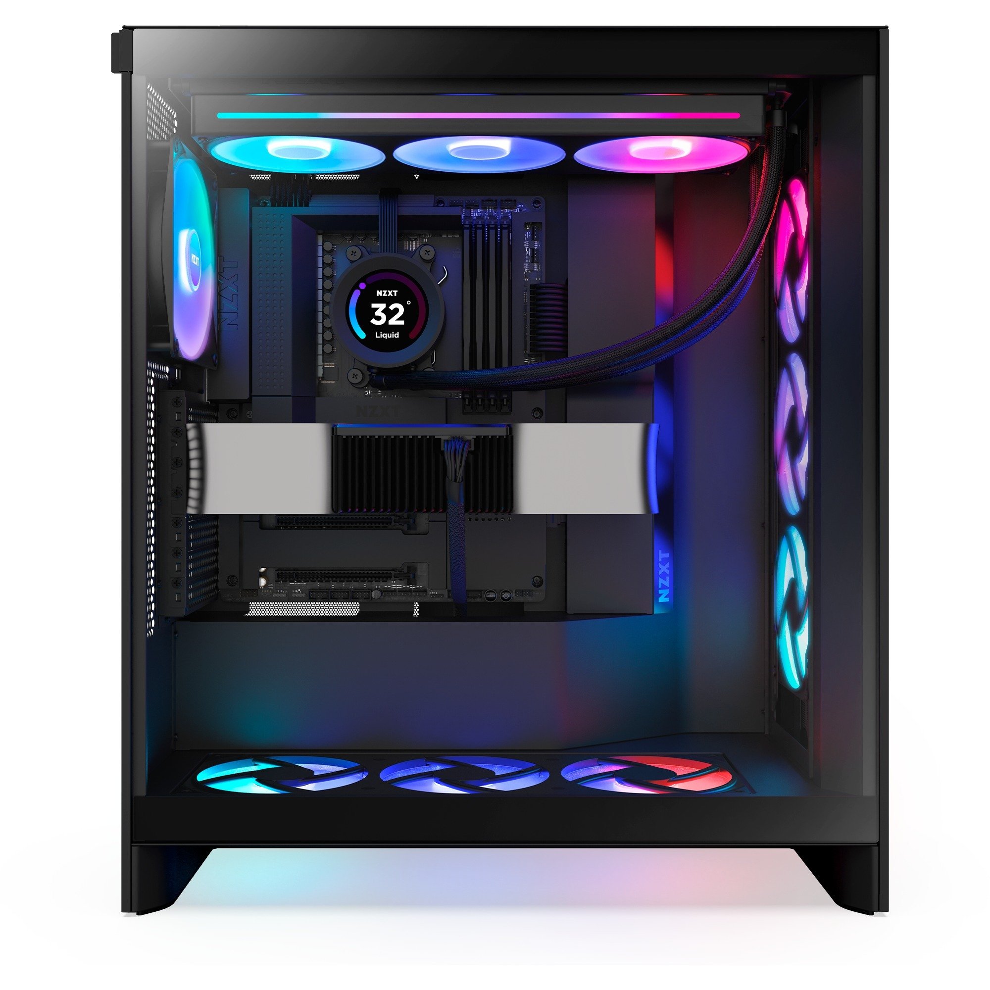 NZXT H7 Flow RGB ( 2024 ) boîtier midi tower Noir | 2x USB-A | 1x USB-C | RGB | Verre Trempé