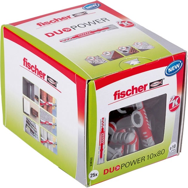 FISCHER - Cheville tous mat&eacute;riaux DuoPower 10x80 mm - Bo&icirc;te de 25