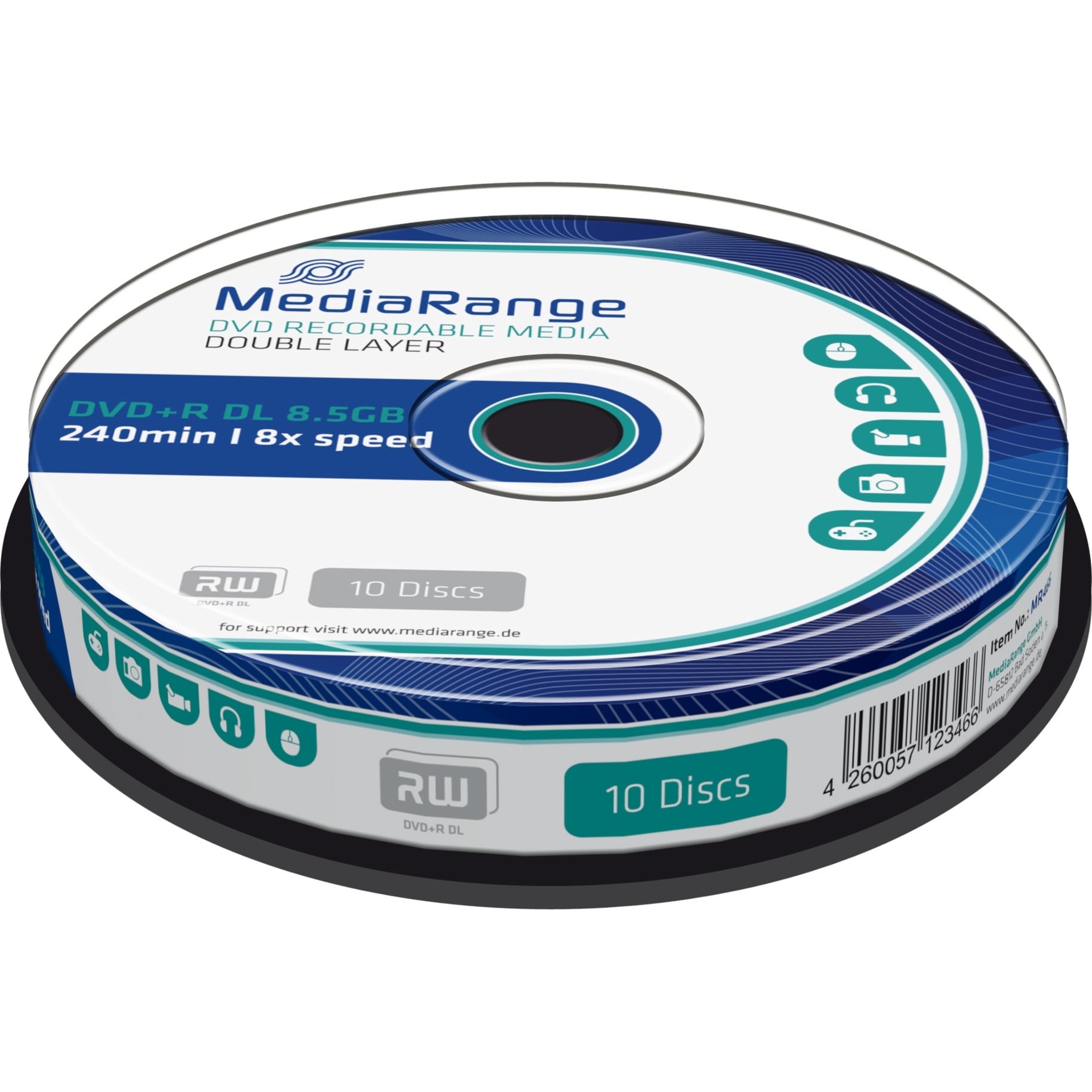 MediaRange - 10 x DVD+R DL - 8.5 Go (240 minutes) 8x - spindle