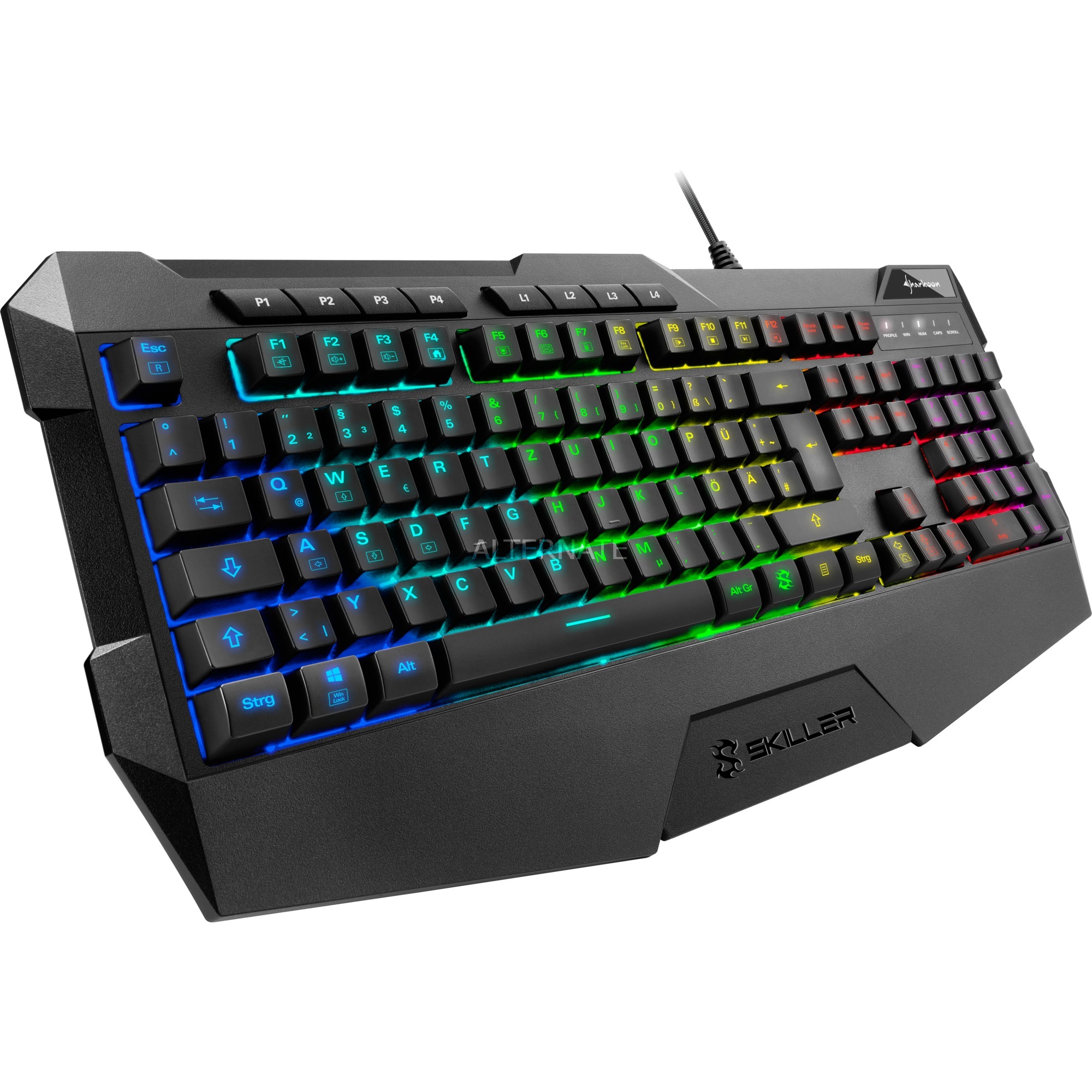 SHARKOON  Skiller SGK4 - Clavier - r&eacute;tro&eacute;clair&eacute; - USB - Allemand