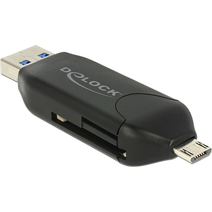 DeLOCK Adapt.Micro USB-USB + Card R., Lecteur de carte Noir