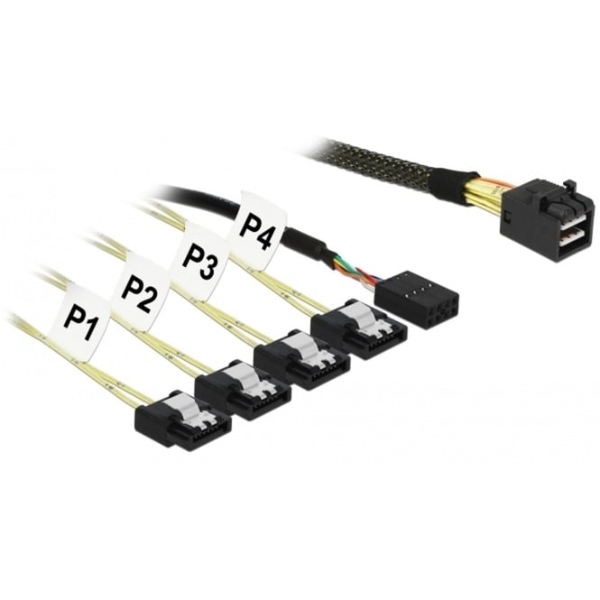 Mini SAS HD SFF-8643 > 4x SATA 7-Pin, Câble