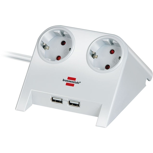 Brennenstuhl Tischsteckdose Desktop-Power 2-fach weiß DE