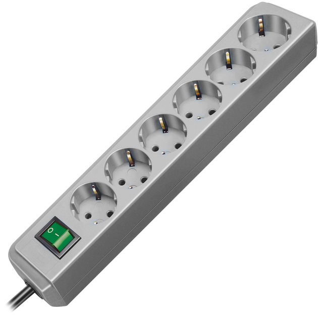 Eco multiprise 1,5 m 6 sortie(s) CA Gris