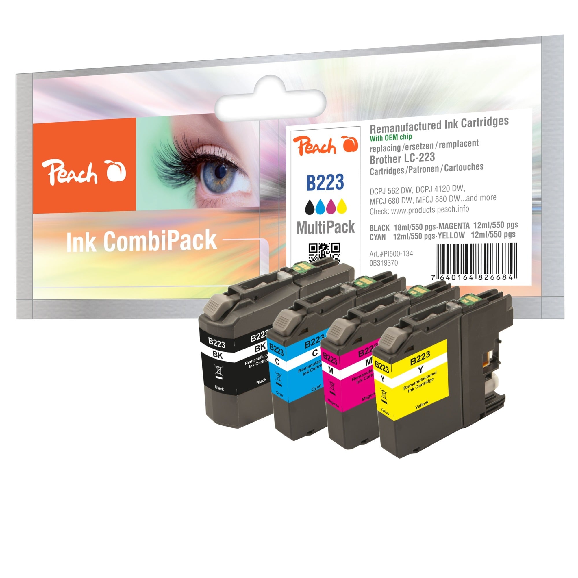 PEACH  Multi Pack with Chip, Compatible with Brother LC-223series